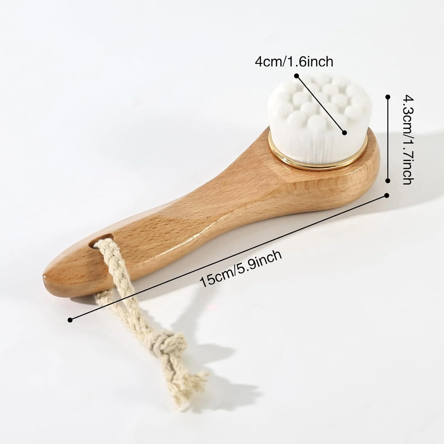 بئومین 2 عدد برس پاک کننده صورت با دسته چوبی، برس شستشوی صورت برای پاکسازی عمیق منافذ و لایه برداری، برس دستی فوق العاده نرم برای مراقبت از صورت، سفید