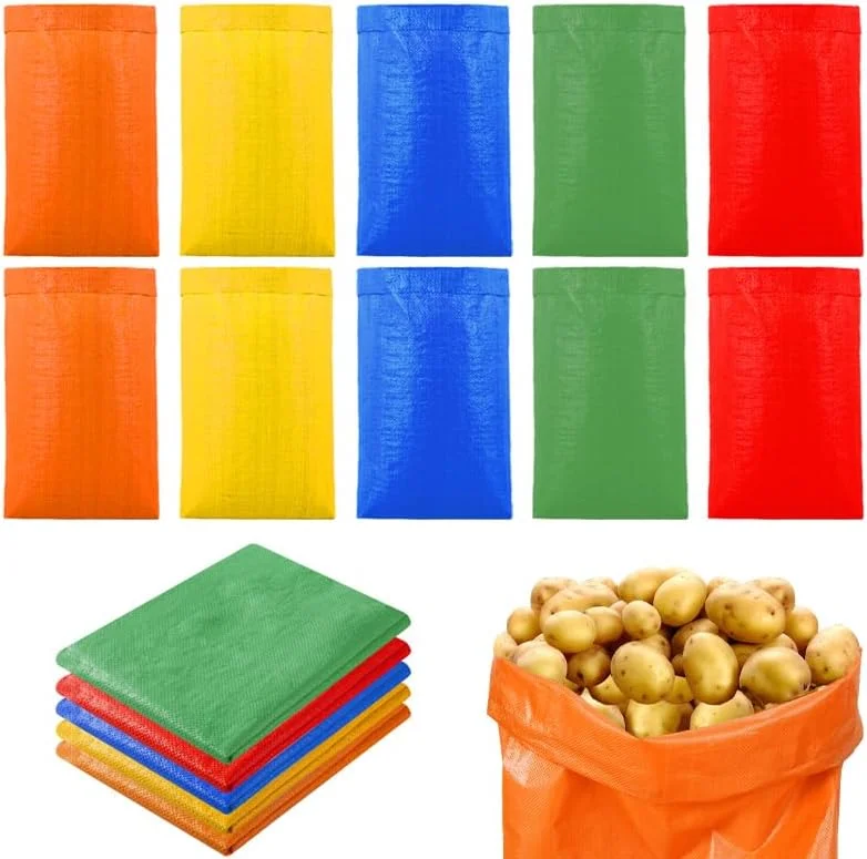 LOVYNO بسته 10 عددی کیسه های مسابقه گونی سیب زمینی رنگارنگ، کیسه های ذخیره سازی سبزیجات قابل استفاده مجدد برای ذخیره سازی سیب زمینی، گوجه فرنگی، پیاز و لوبیا