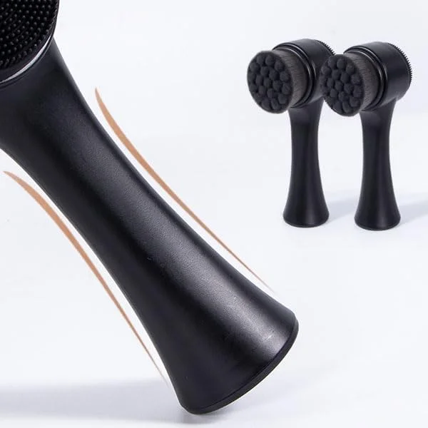 برس پاک کننده صورت Beomeen 2 در 1، برس سیلیکونی دو طرفه برای پاکسازی عمیق منافذ و لایه برداری، به همراه هدبند و مچ بند برای شستشوی صورت، ماساژ و آرایش، ست مشکی