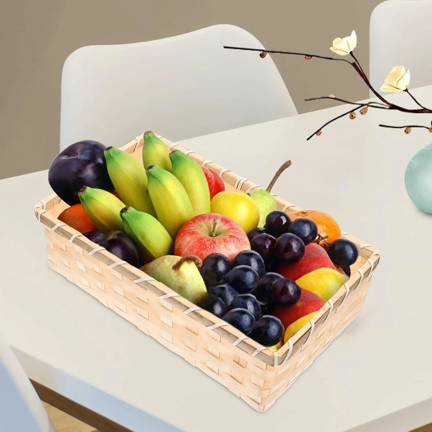 AUEMNUR سبد حصیری بافته شده برای نگهداری، سرو، نان، میوه، کاسه راتان از علف دریایی، سبدهای تخم مرغ پیک نیک، جمع آوری پیاز، کاسه های سیب زمینی سبزیجات