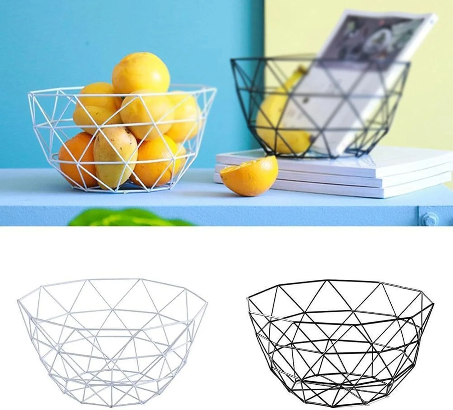 AUEMNUR سبد میوه، کاسه ظرف میوه، سبد سیمی فلزی، آبکش آشپزخانه، نگهدارنده میوه و سبزیجات، سینی کاسه تنقلات، میز نگهداری (Hortelé)