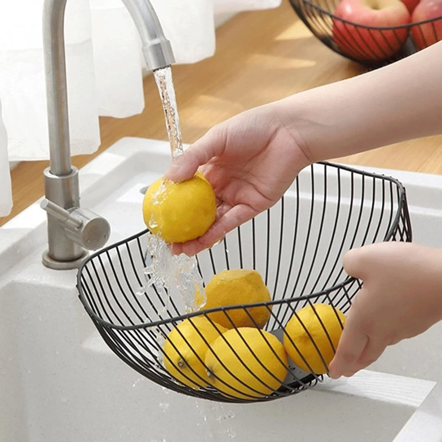 سینی میوه AUEMNUR، سبد ذخیره سازی میوه تک لایه آهنی، کاسه ظرف سبد میوه، کاسه سینی تنقلات سبد میوه رومیزی زهکشی (Hortelé)