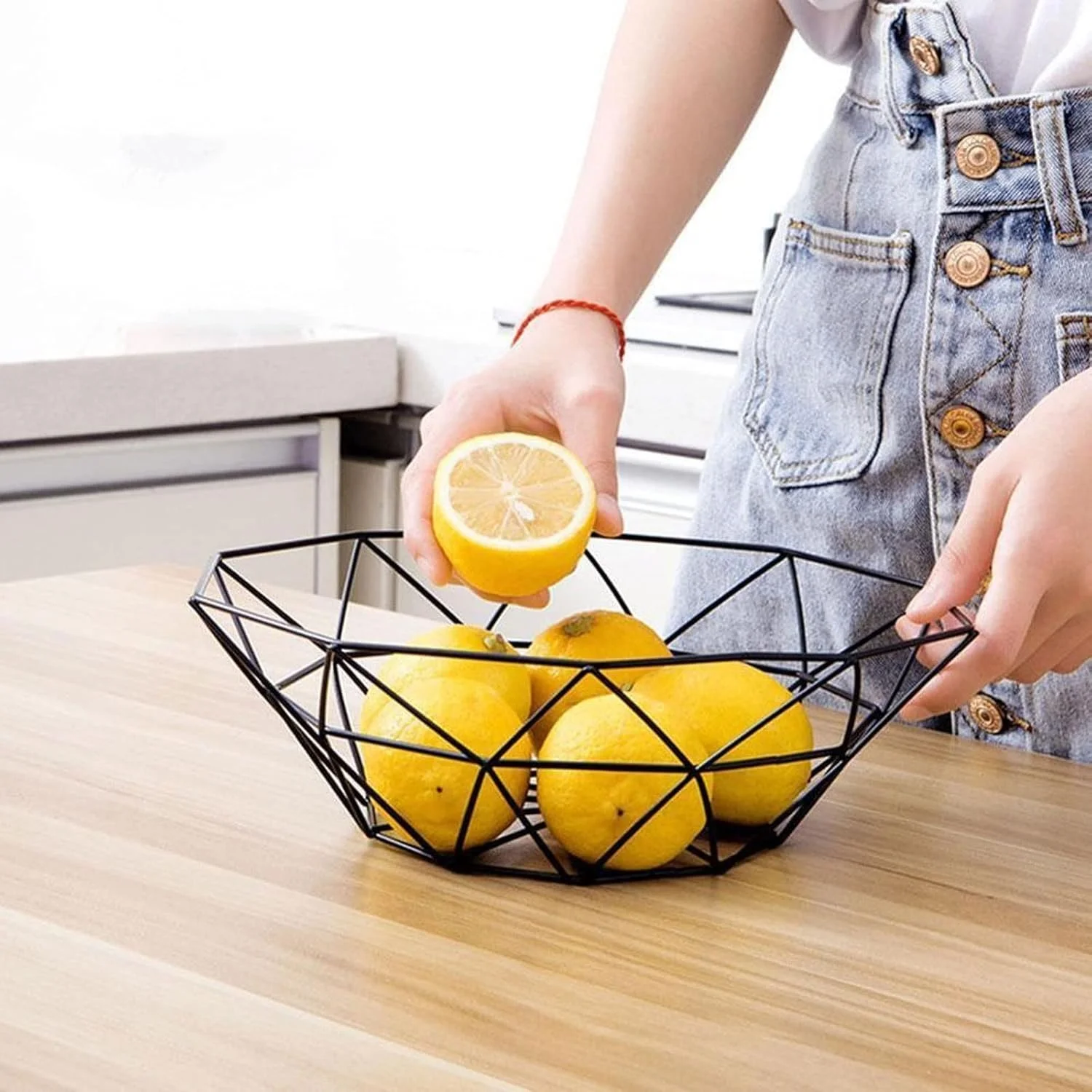 AUEMNUR سبد میوه، کاسه ظرف میوه، سبد سیمی فلزی، آبکش آشپزخانه، نگهدارنده میوه و سبزیجات، سینی کاسه تنقلات، میز نگهداری (Hortelé)