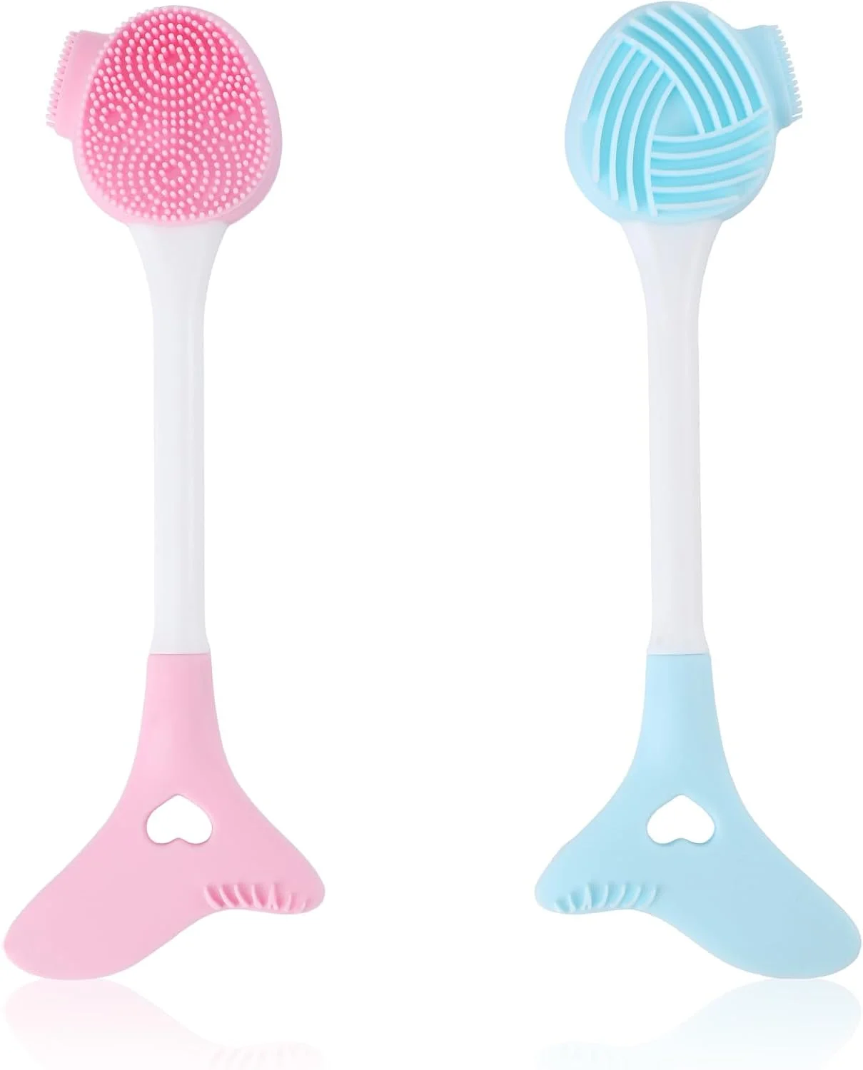 برس پاک کننده صورت سیلیکونی دو طرفه، اسکرابر صورت لایه بردار، برس پاک کننده ماسک منافذ، اسکراب لایه بردار لب برای ماساژ، پاک کننده آرایش و مراقبت از پوست (آبی، صورتی) - 2 عدد