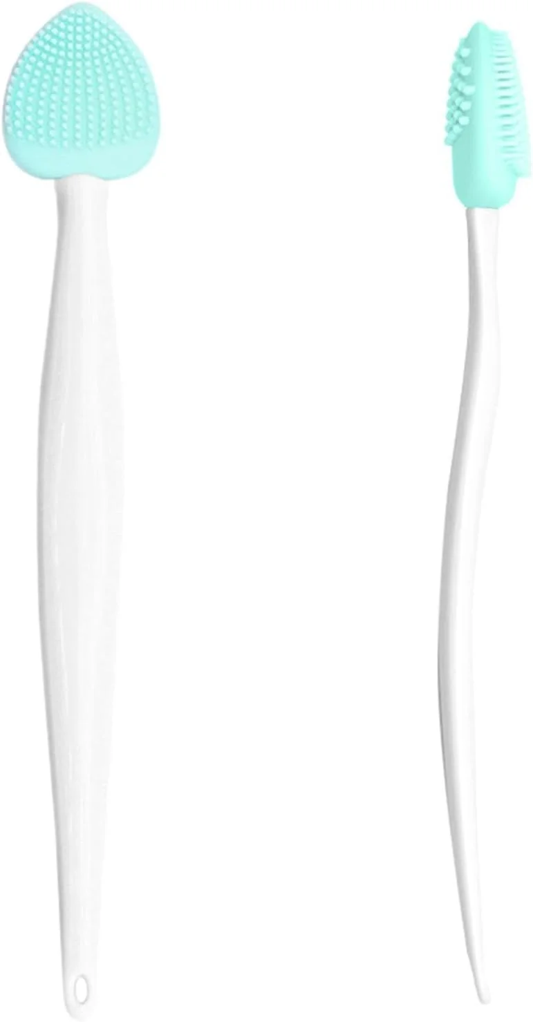 برس پاک کننده منافذ صورت 2 عددی، برس سیلیکونی لب، ماساژور پاک کننده عمیق منافذ برای از بین بردن جوش های سرسیاه و اسکرابر صورت، لایه برداری ملایم، پاک کننده بینی، ابزار شستشوی صورت مناسب برای انواع پوست