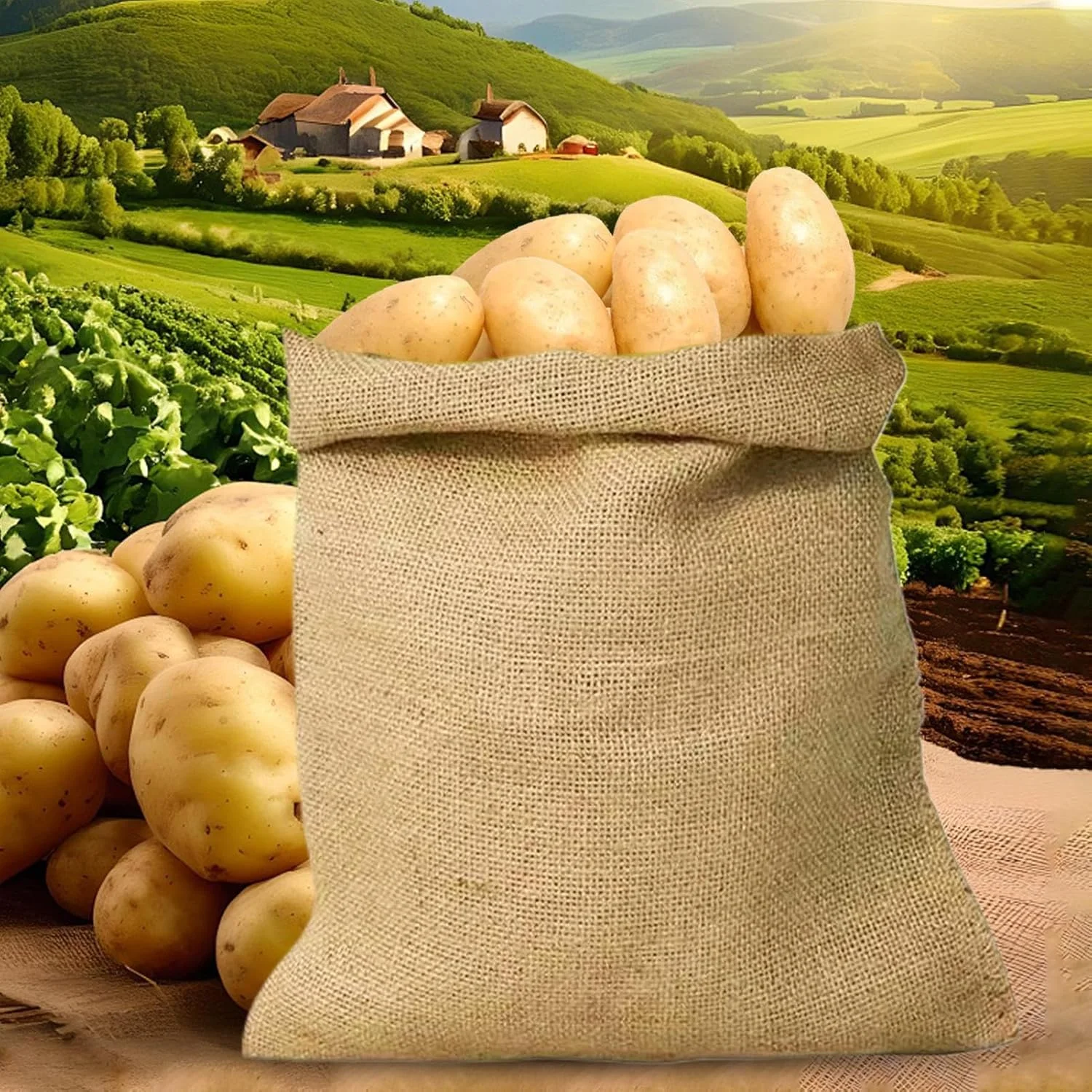 Onion Storage Bag | Burlap Potato Bags | 15.75x23.62 Inches Jute Sack Breathable Food Storage for Beans Coffee Sand Market Home Kitchen Pantry Farm Daily Fruits