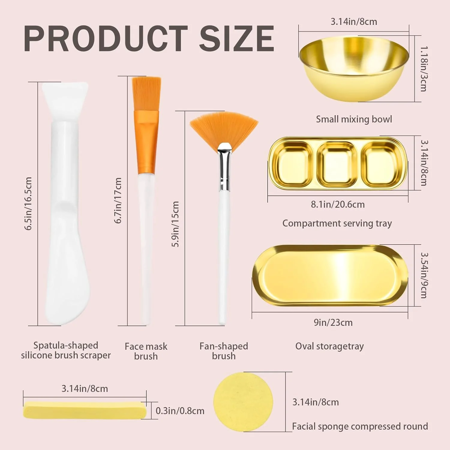 ست 24 تکه کاسه و برس صورت برای لوازم متخصص زیبایی، برس تخت و بادبزنی برای صورت به همراه کاسه‌های مخلوط‌کن، سینی سرو، کاردک و اسفنج فشرده، ابزار اپلیکاتور صورت آرایشی (24 تکه)