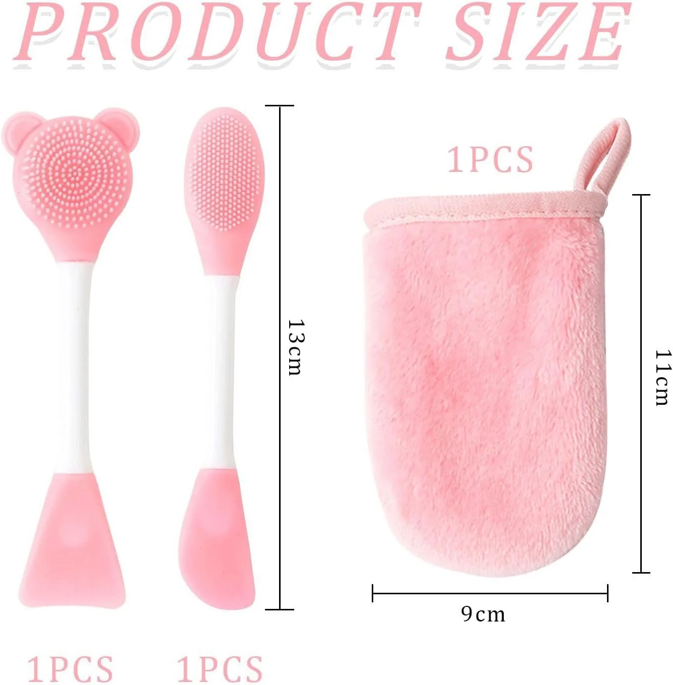 2 عدد براش ماسک دو سر و 1 عدد دستکش شستشوی صورت، براش پاک کننده صورت، لوازم مراقبت از صورت، لوازم جانبی زیبایی.