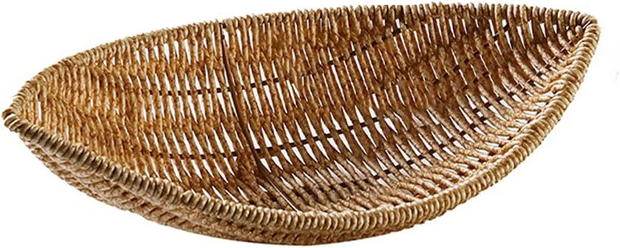 LOYOUYEO سبد میوه سلال ذخیره سازی بافته شده سبد آشپزخانه سبد سازمان دهنده میوه رومیزی دست ساز (قهوه ای روشن، 29 * 17.5 * 6.5 سانتی متر)