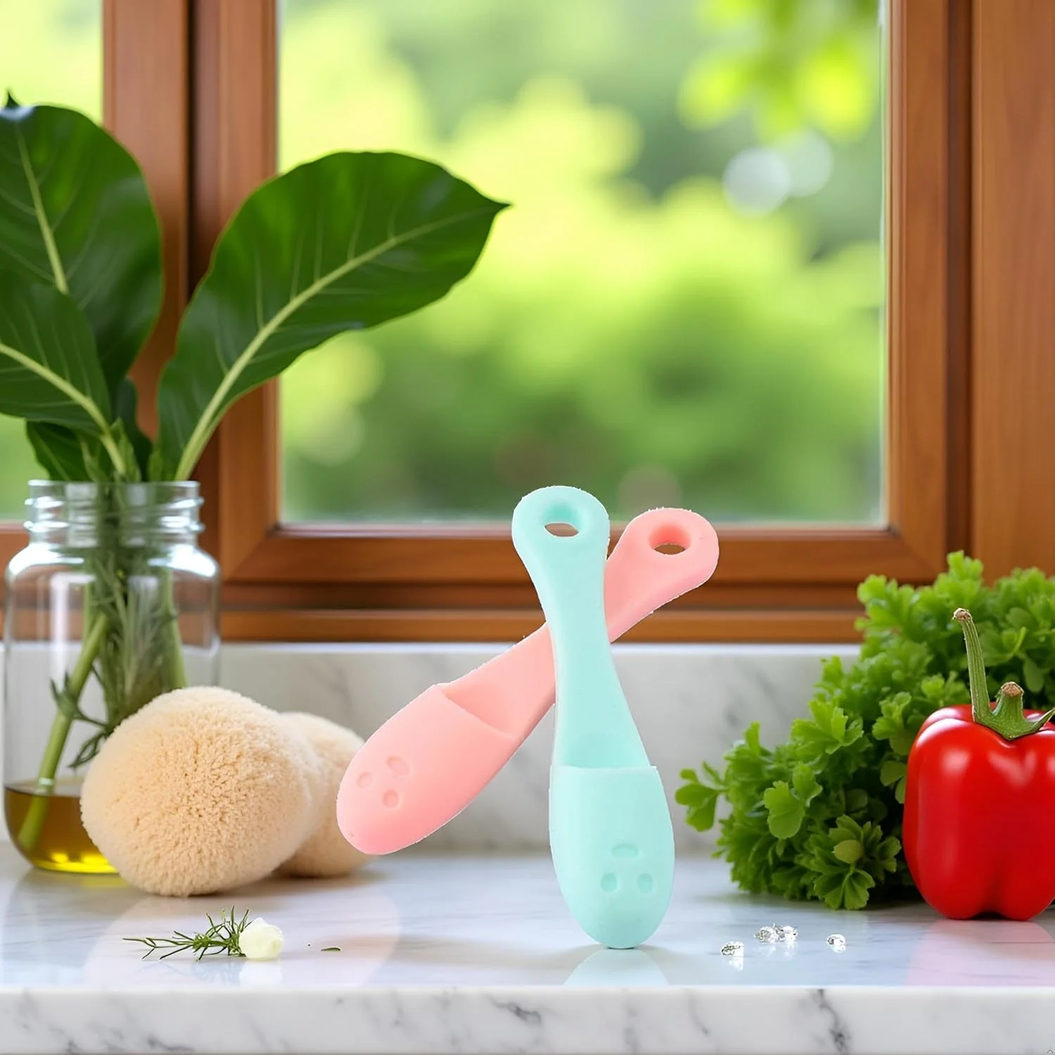 مجموعه دو عددی برس پاک کننده صورت سیلیکونی، پاک کننده جوش سر سیاه، برس منافذ بینی، ابزار اسکرابر انگشتی، برس ماساژ پاک کننده پوست صورت، سبز و قرمز، برس های پاک کننده دستی صورت