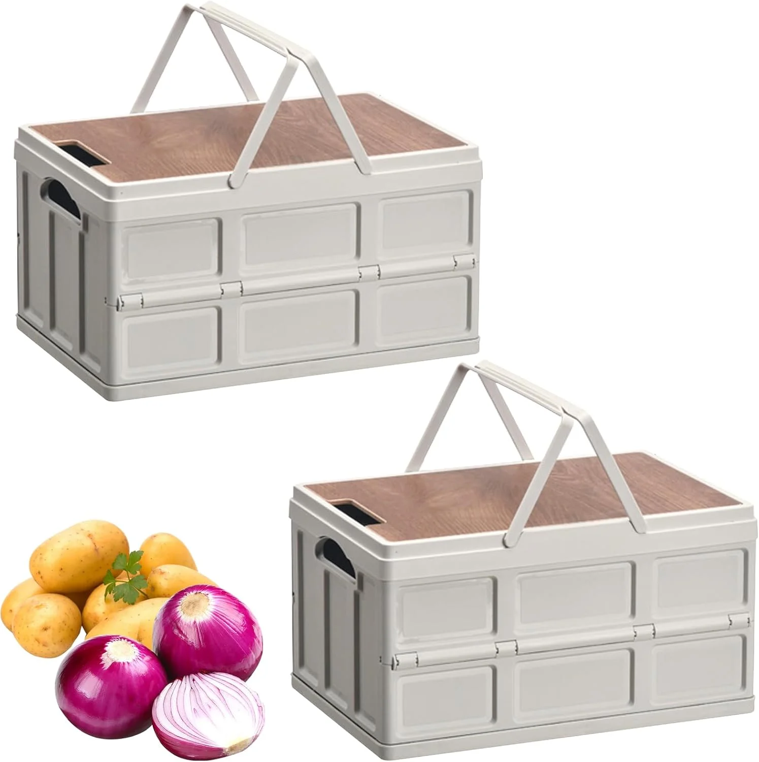 ست 2 عددی ظروف نگهداری سبزیجات آشپزخانه Xbopetda، سطل پلاستیکی نگهداری سیب زمینی و پیاز با درب چوبی، سطل تاشو سیب زمینی، سازمان دهنده و نگهدارنده مواد غذایی برای میوه و سبزیجات ست 2 عددی ظروف نگهداری سبزیجات آشپزخانه Xbopetda، سطل پلاستیکی نگهداری سیب زمینی و پیاز با درب چوبی، سطل تاشو سیب زمینی، سازمان دهنده و نگهدارنده مواد غذایی برای میوه و سبزیجات