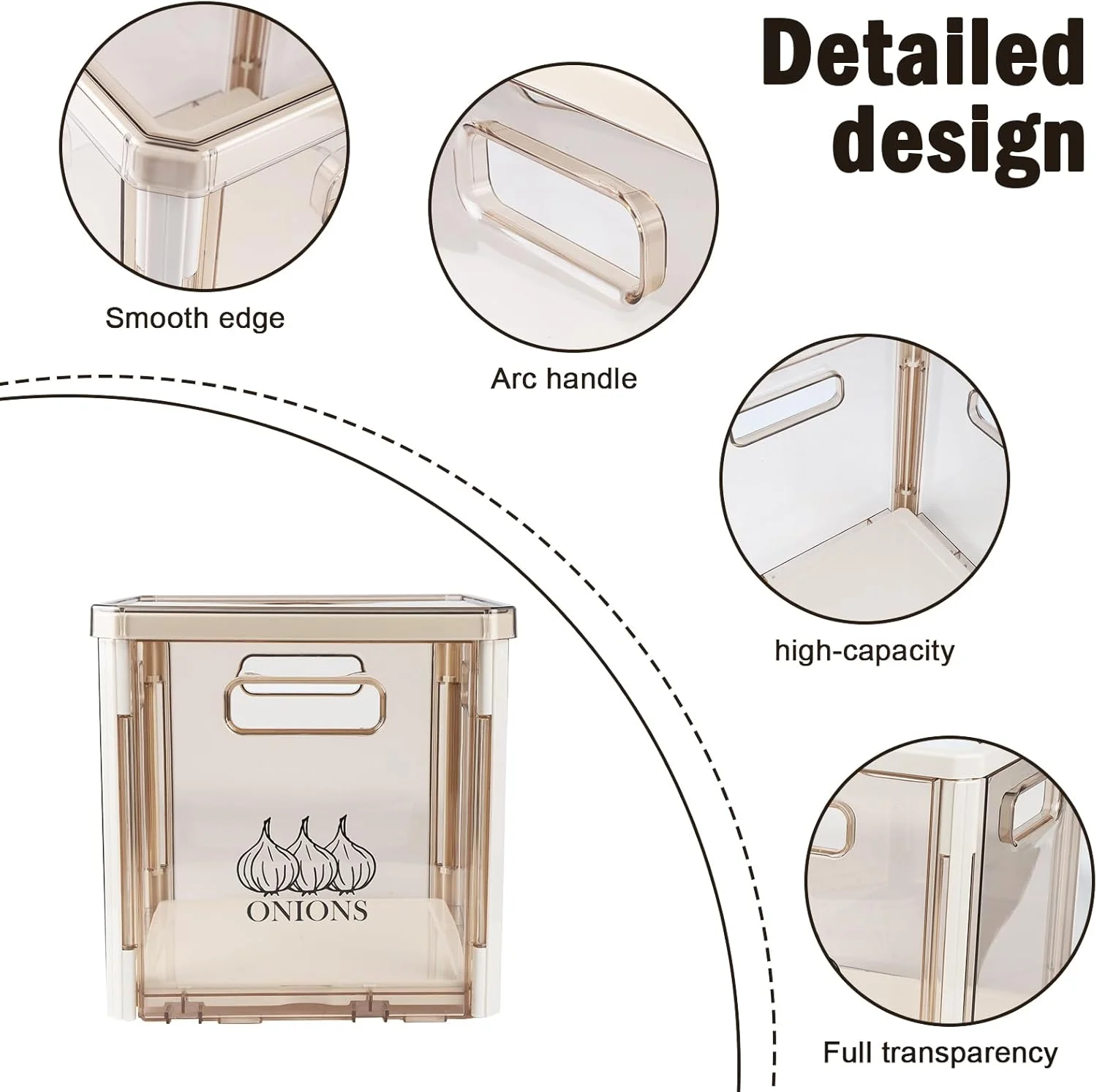 ظرف نگهداری پیاز Xbopetda، ظرف پیاز با درب و دسته، سطل نگهداری سیب زمینی و پیاز، جا پیازی پلاستیکی، نگهداری سبزیجات قابل چیدن برای سازماندهی و نگهداری آشپزخانه، فاقد BPA