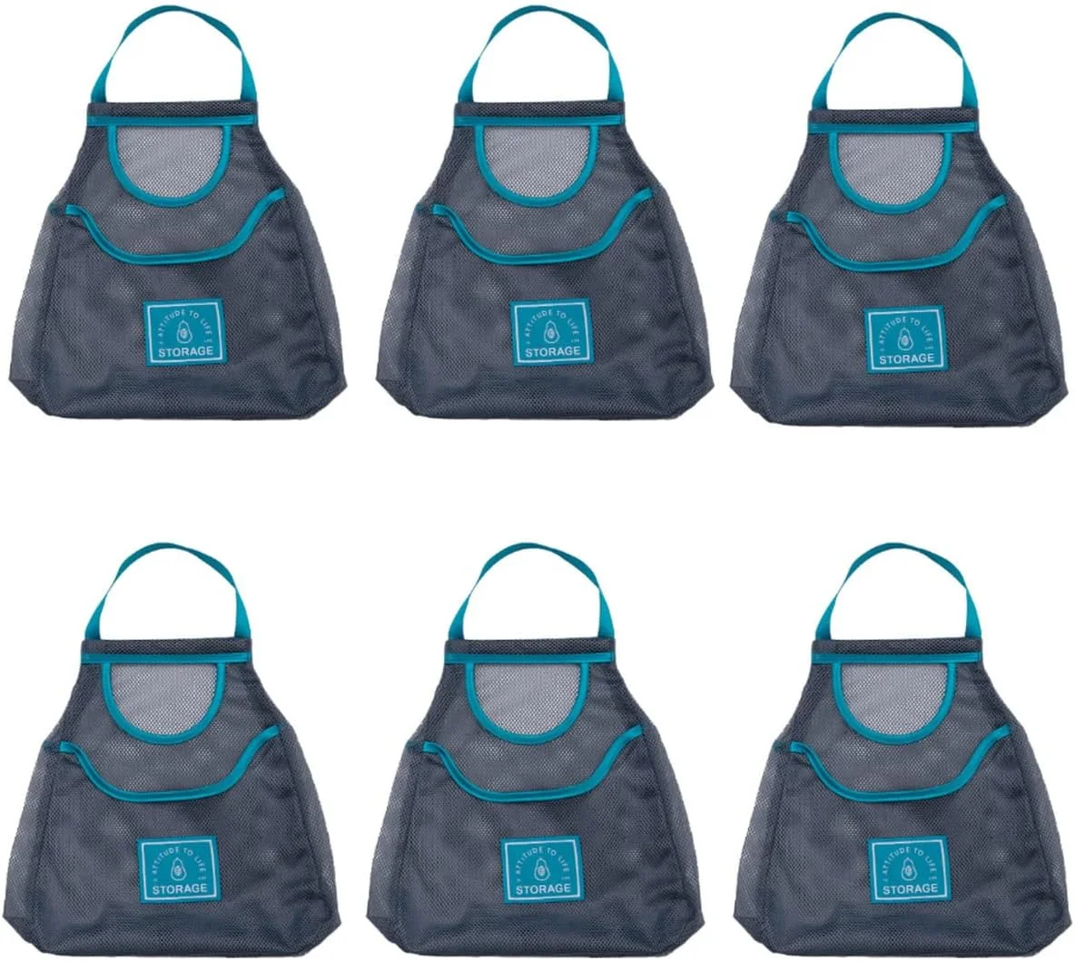 WONDERVY 6 عدد کیسه توری نگهداری، کیسه سبزیجات آویز قابل استفاده مجدد، سبد میوه قابل شستشو برای سیر، سیب زمینی، پیاز (B)