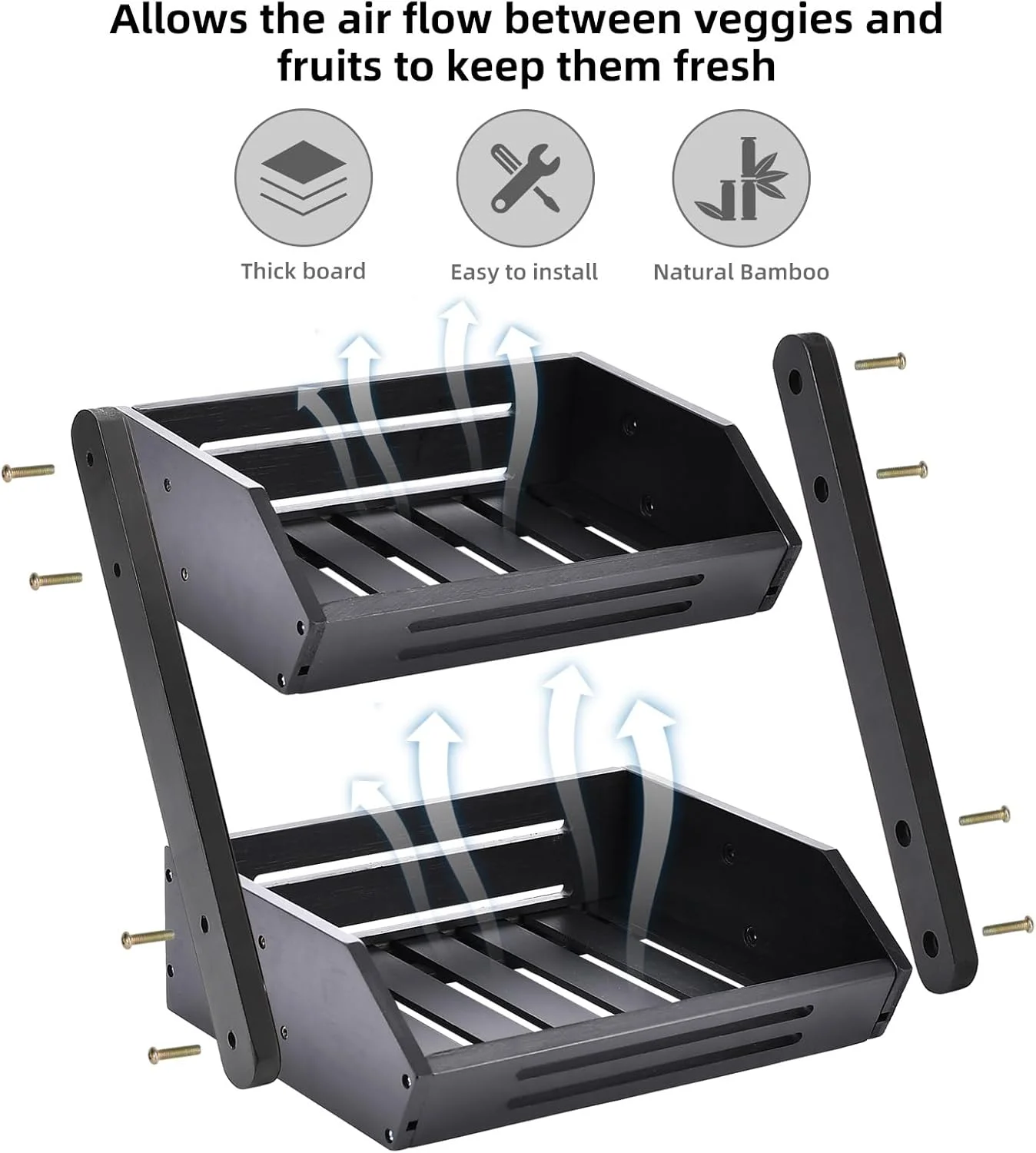 سبد میوه VIKEYHOME، کاسه میوه، سبد میوه 2 طبقه برای آشپزخانه، نگهدارنده پایه میوه برای میوه، سبزیجات، نگهداری نان و سازمان دهنده رومیزی آشپزخانه خانگی