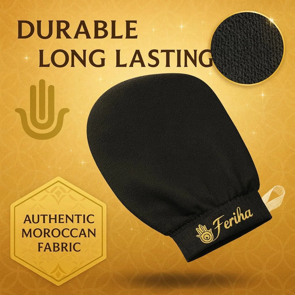 دستکش لایه بردار کیسه اصل سلطانا - دستکش حمام مراکشی برای پاکسازی عمیق، پوست مرده و کراتوز پیلاریس - اسکرابر میکرودرم ابریژن برای از بین بردن برنزه کننده اسپری، ماندگاری بالا، ساخت مراکش