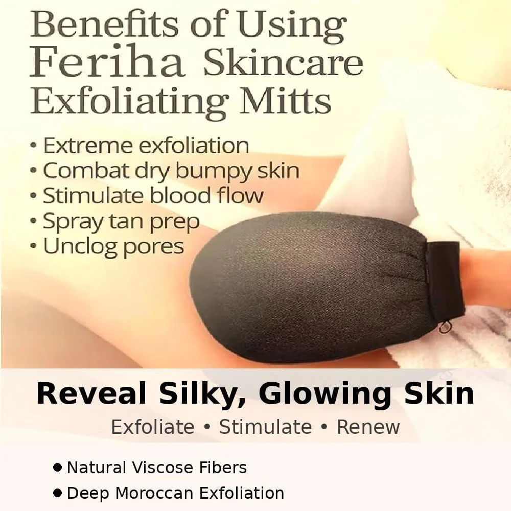 دستکش لایه بردار کیسه اصل سلطانا - دستکش حمام مراکشی برای پاکسازی عمیق، پوست مرده و کراتوز پیلاریس - اسکرابر میکرودرم ابریژن برای از بین بردن برنزه کننده اسپری، ماندگاری بالا، ساخت مراکش