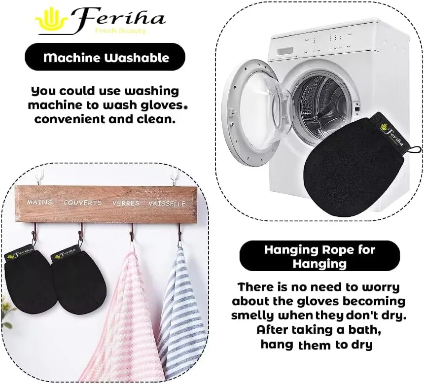 دستکش لایه بردار کیسه اصل سلطانا - دستکش حمام مراکشی برای پاکسازی عمیق، پوست مرده و کراتوز پیلاریس - اسکرابر میکرودرم ابریژن برای از بین بردن برنزه کننده اسپری، ماندگاری بالا، ساخت مراکش