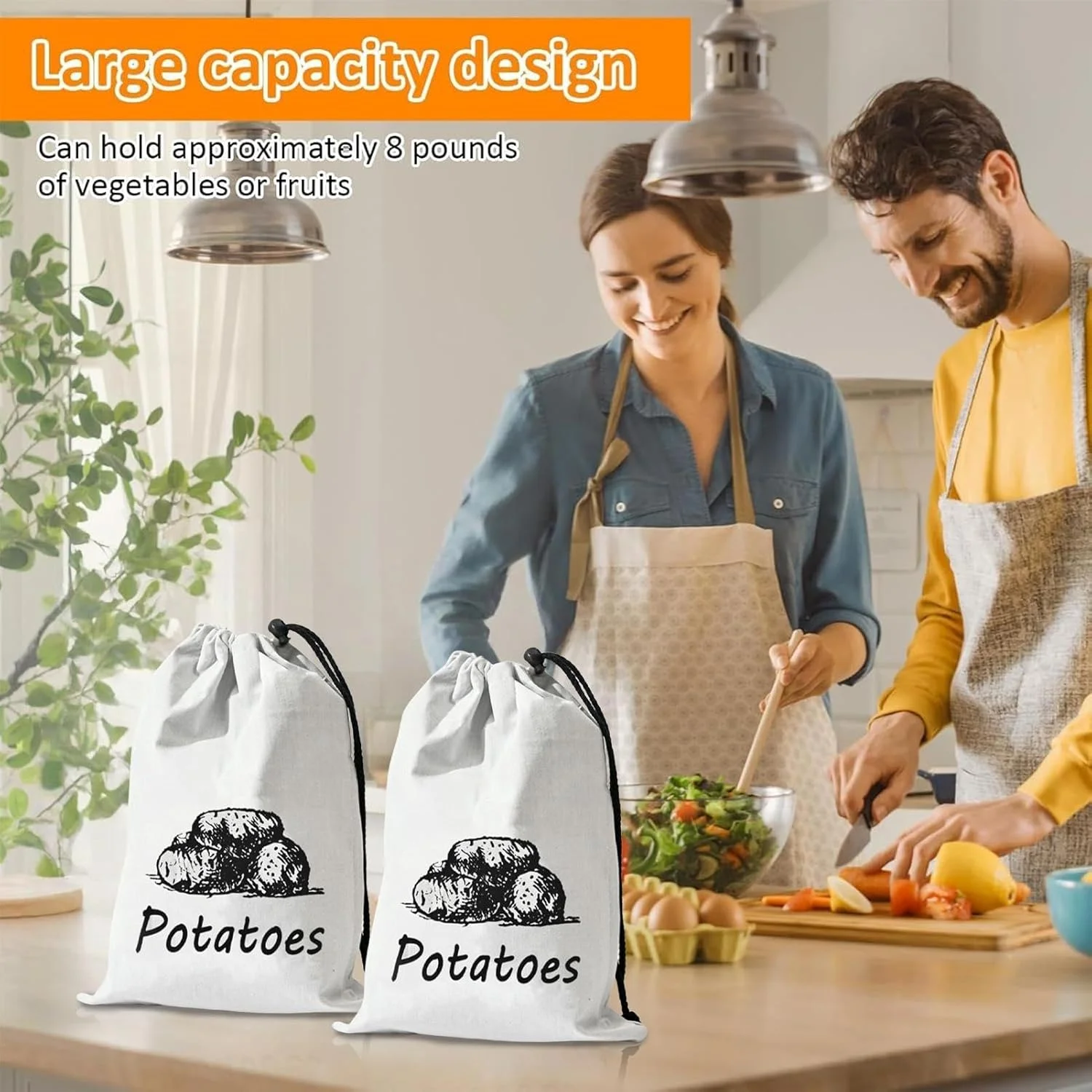 کیسه نگهداری سیب زمینی | کیسه های نگهداری پیاز و سبزیجات | کیسه بزرگ بند دار قابل شستشو و استفاده مجدد برای نگهداری مواد غذایی، سبزیجات، میوه ها، خواربار و نظم دهی انبار کیسه نگهداری سیب زمینی | کیسه های نگهداری پیاز و سبزیجات | کیسه بزرگ بند دار قابل شستشو و استفاده مجدد برای نگهداری مواد غذایی، سبزیجات، میوه ها، خواربار و نظم دهی انبار