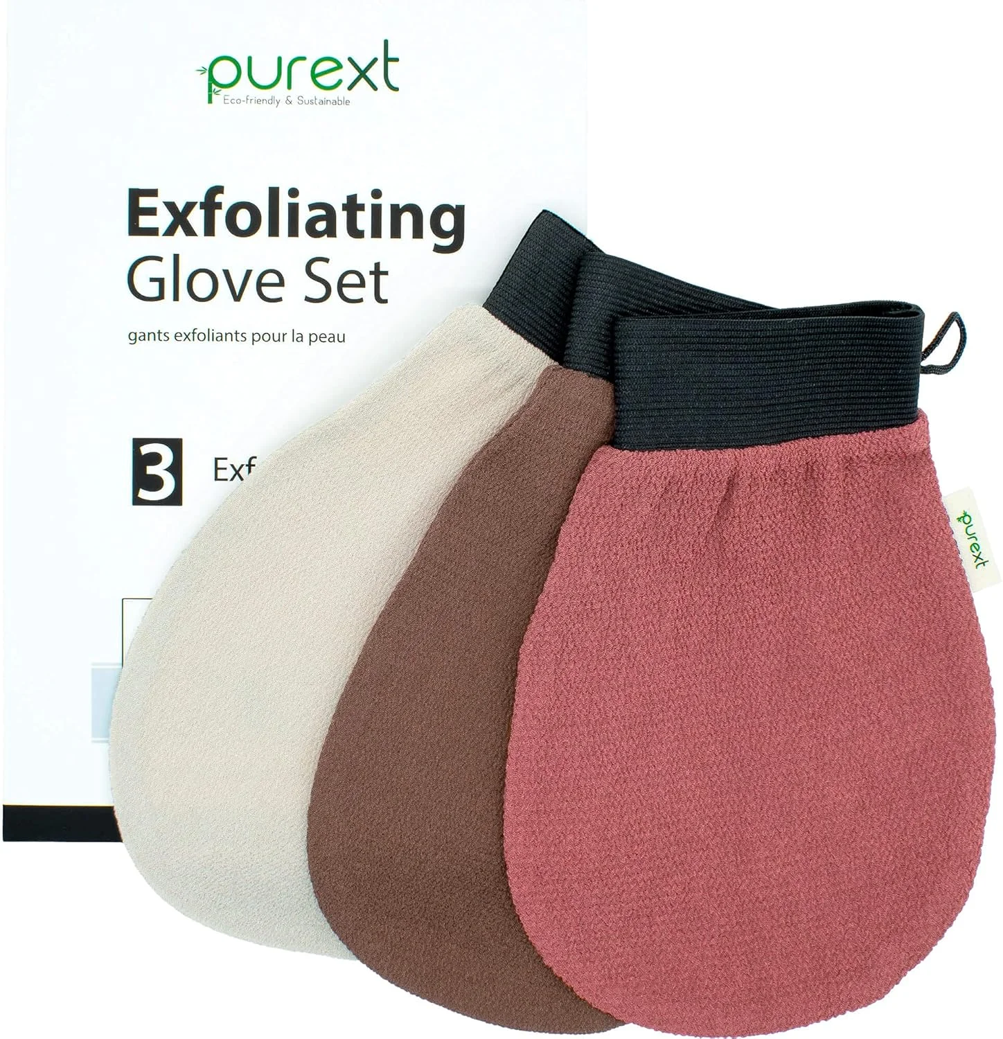 دستکش های لایه بردار PureXT 3 - کیسه حمام لایه بردار بدن - دستکش های لایه بردار برای پاک کردن برنزه کننده مصنوعی (مخلوط) دستکش های لایه بردار PureXT 3 - کیسه حمام لایه بردار بدن - دستکش های لایه بردار برای پاک کردن برنزه کننده مصنوعی (مخلوط)