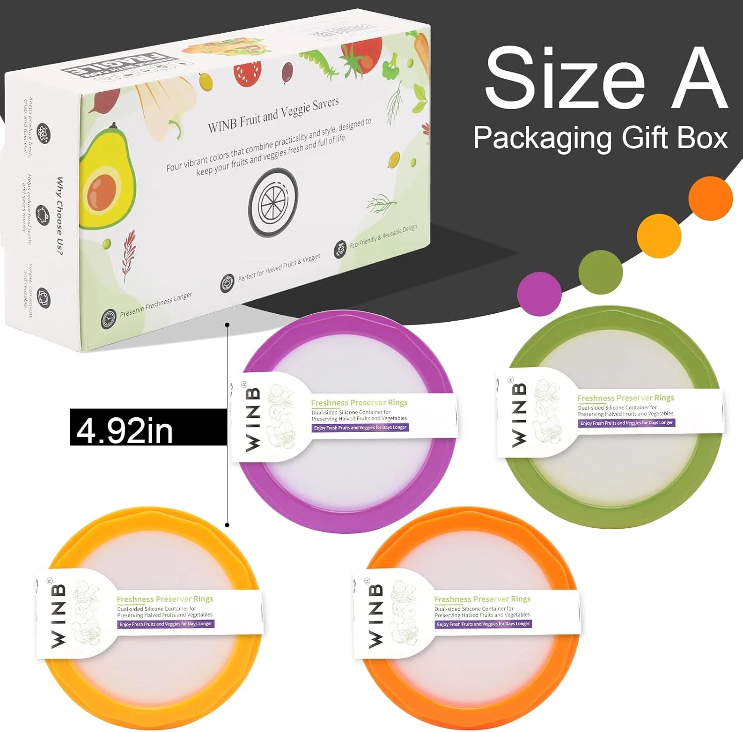 ست 4 عددی نگهدارنده آووکادو و پیاز Twinboster، جعبه نگهداری میوه سیلیکونی، چند منظوره و ایده آل برای لیمو، پنیر، گوجه فرنگی، سیب زمینی، سیر