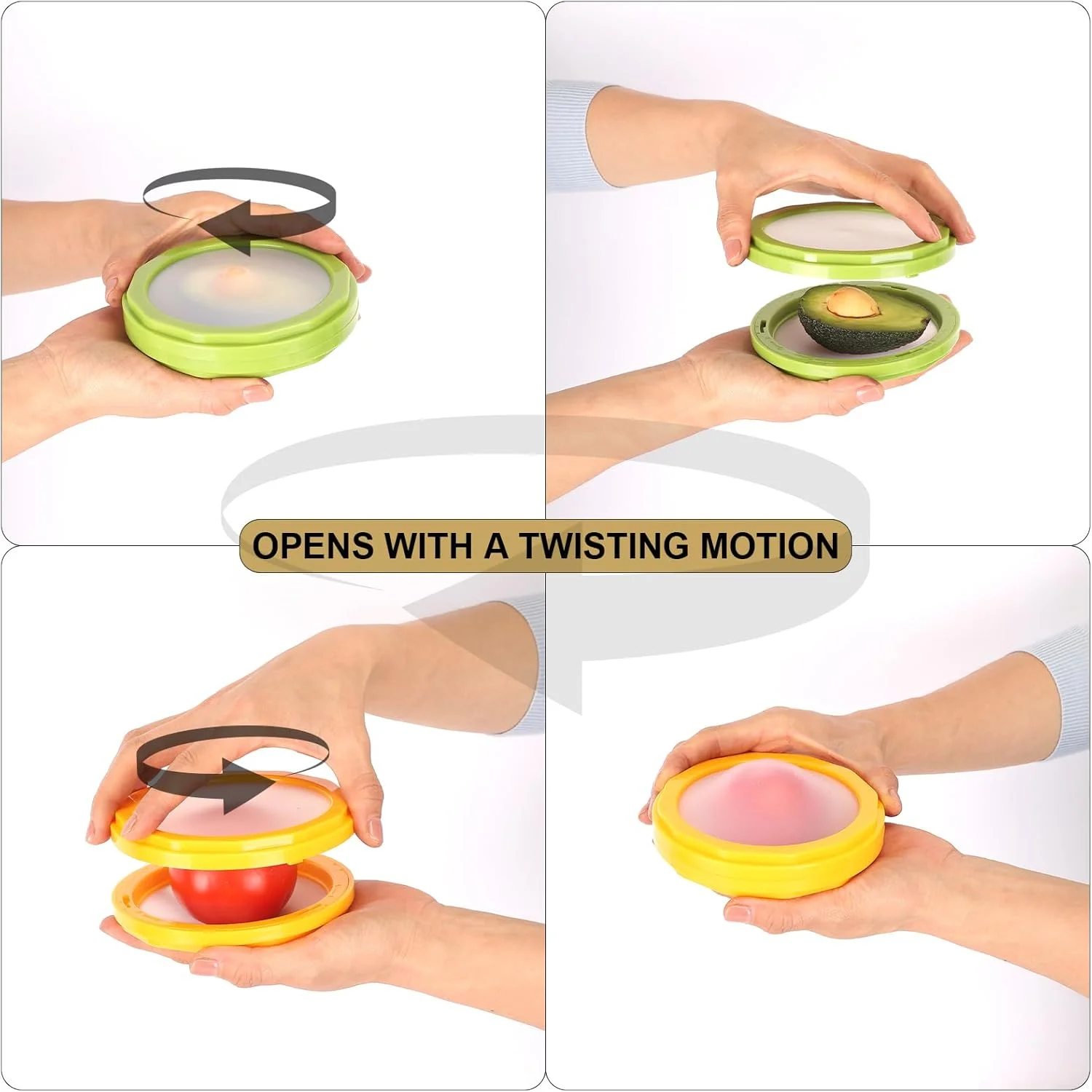 ست 4 عددی نگهدارنده آووکادو و پیاز Twinboster، جعبه نگهداری میوه سیلیکونی، چند منظوره و ایده آل برای لیمو، پنیر، گوجه فرنگی، سیب زمینی، سیر