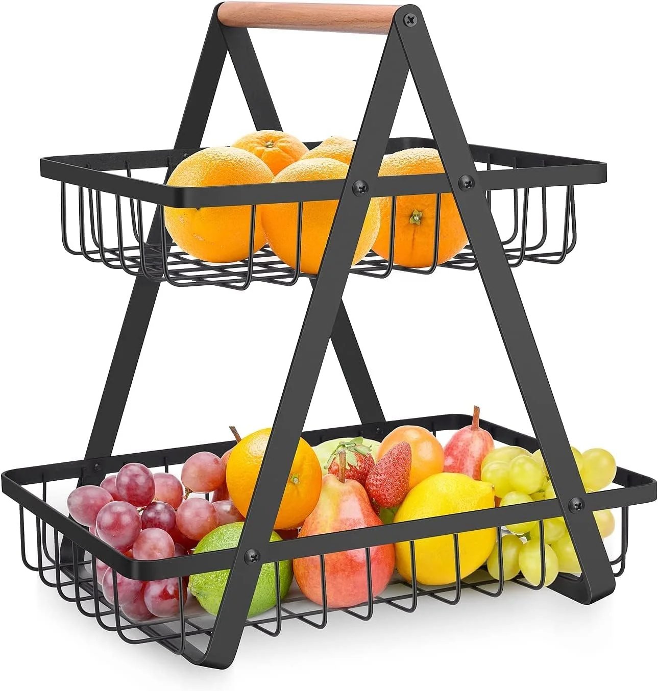 سبد میوه دو طبقه U-HOOME برای روی کابینت آشپزخانه، سبد نان، نگهدارنده سبزیجات، استند ذخیره سازی، سبد میوه بزرگ جداشدنی، سازمان دهنده سبد آشپزخانه برای میز غذاخوری (مشکی) سبد میوه دو طبقه U-HOOME برای روی کابینت آشپزخانه، سبد نان، نگهدارنده سبزیجات، استند ذخیره سازی، سبد میوه بزرگ جداشدنی، سازمان دهنده سبد آشپزخانه برای میز غذاخوری (مشکی)