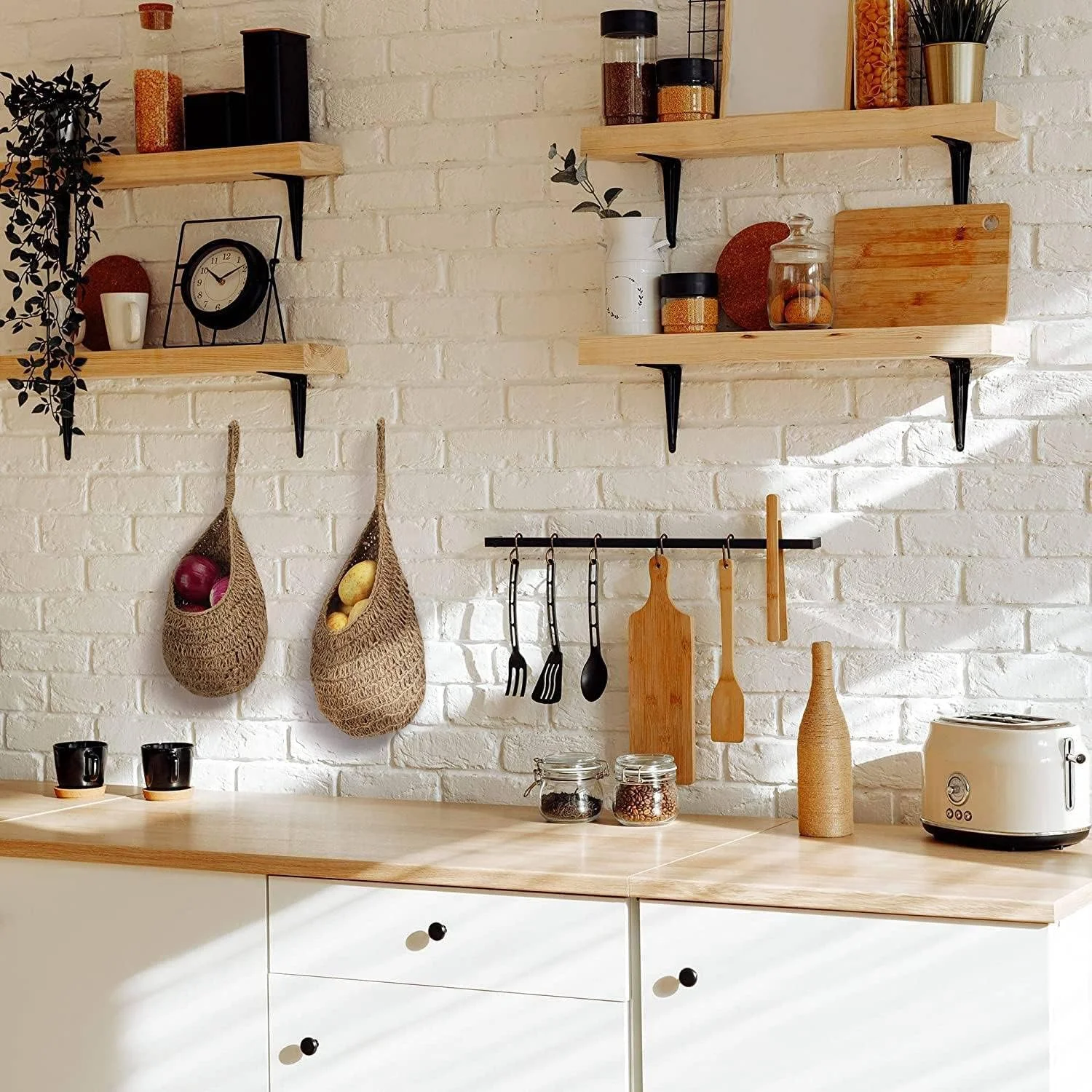 سبد ذخیره سازی سیب زمینی و پیاز کنفی برای دکور آشپزخانه به سبک بوهمی، سبد آویز میوه برای آشپزخانه سبد ذخیره سازی سیب زمینی و پیاز کنفی برای دکور آشپزخانه به سبک بوهمی، سبد آویز میوه برای آشپزخانه