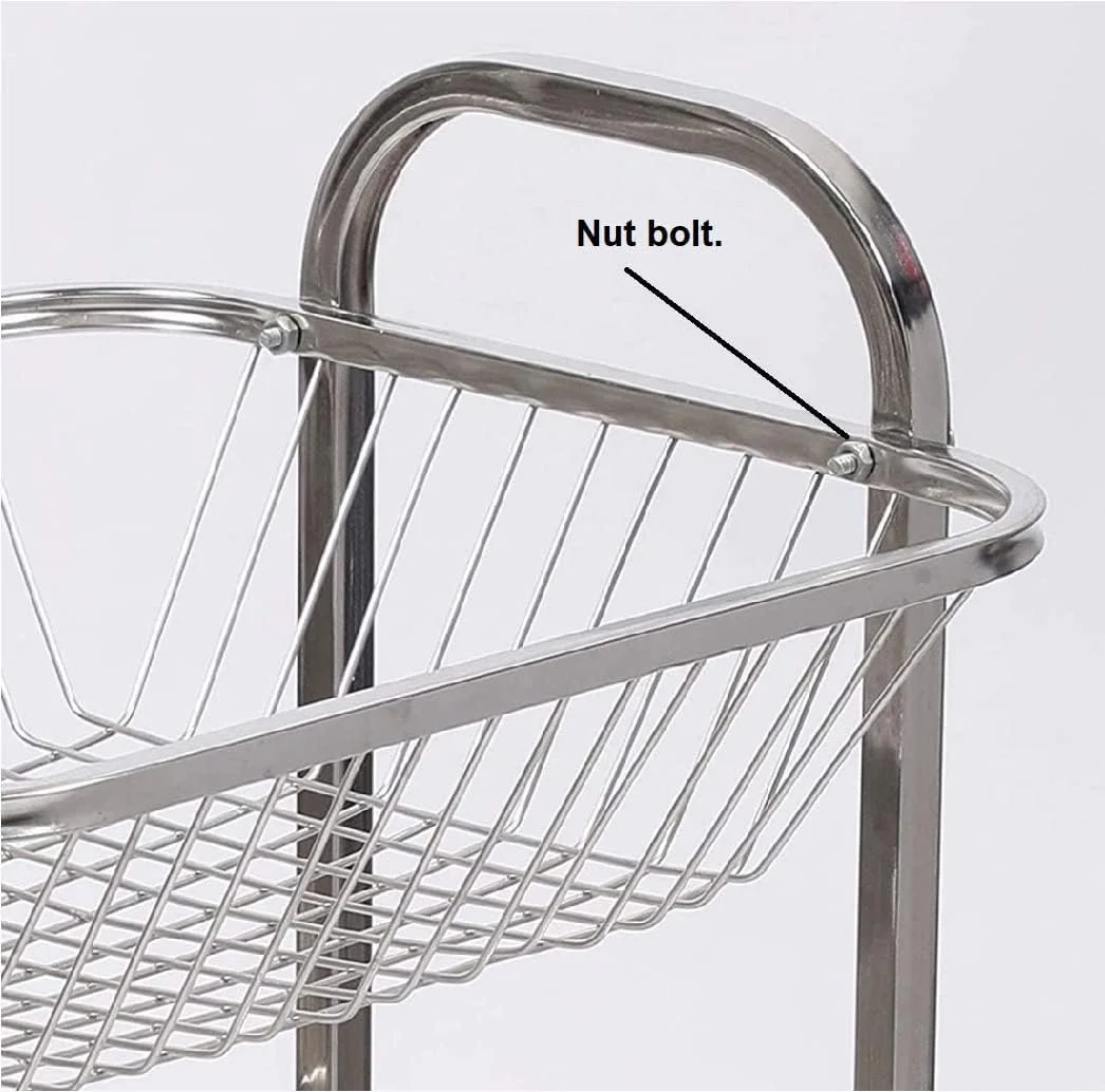 استند دو طبقه (لایه ای) میوه و سبزیجات استیل ضد زنگ Q13®، ترولی آشپزخانه/سازمان دهنده سبزیجات برای پیاز و سیب زمینی