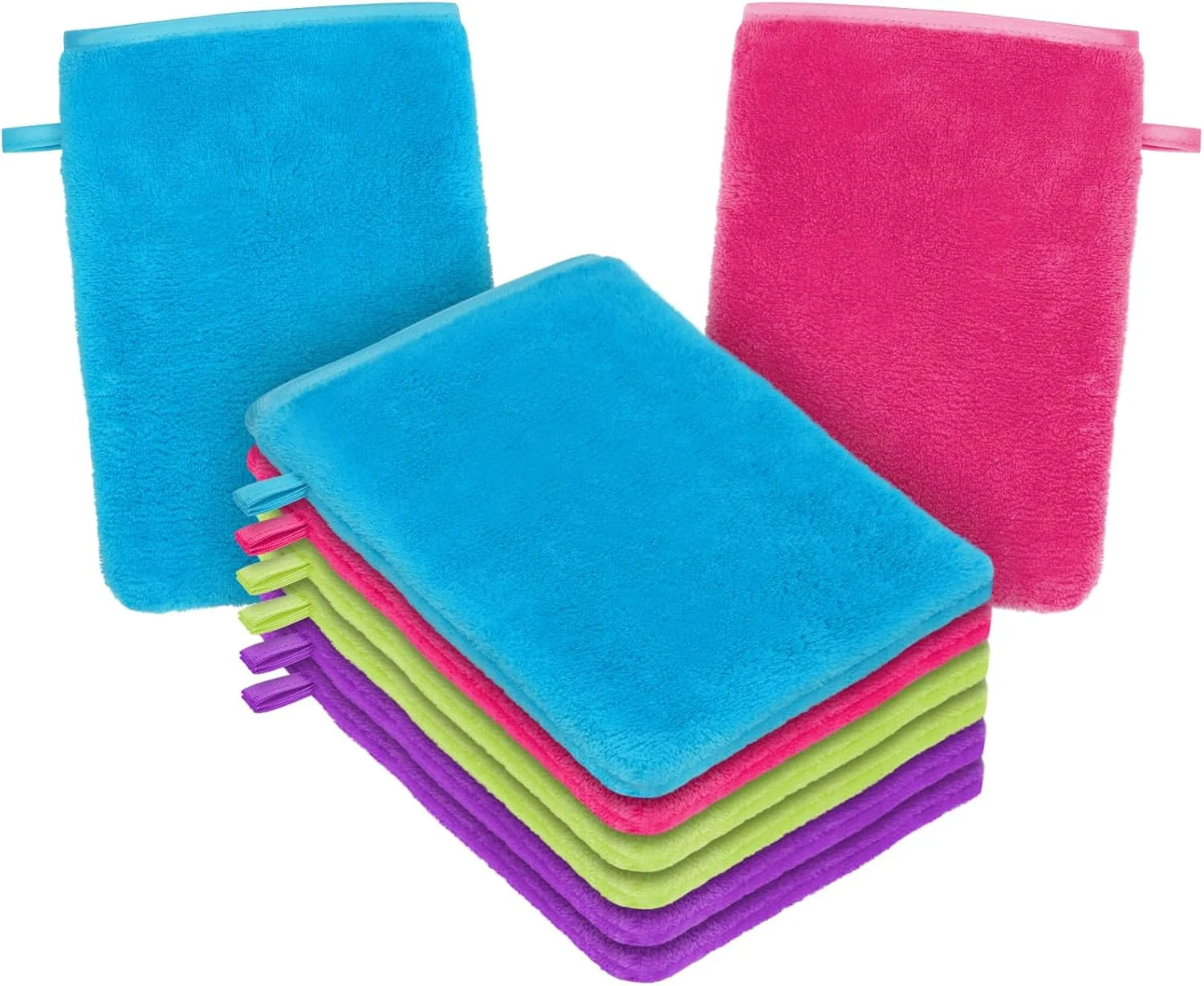 دستکش های لیف حمام میکروفایبر هاتوت، بسته 8 عددی، 15x20 سانتی متر، دستکش های نرم شستشوی صورت، دستکش های پاک کننده صورت، دستکش نرم صورت، پارچه اسپا حمام، دستکش های پاک کننده آرایش قابل استفاده مجدد (4 رنگ)