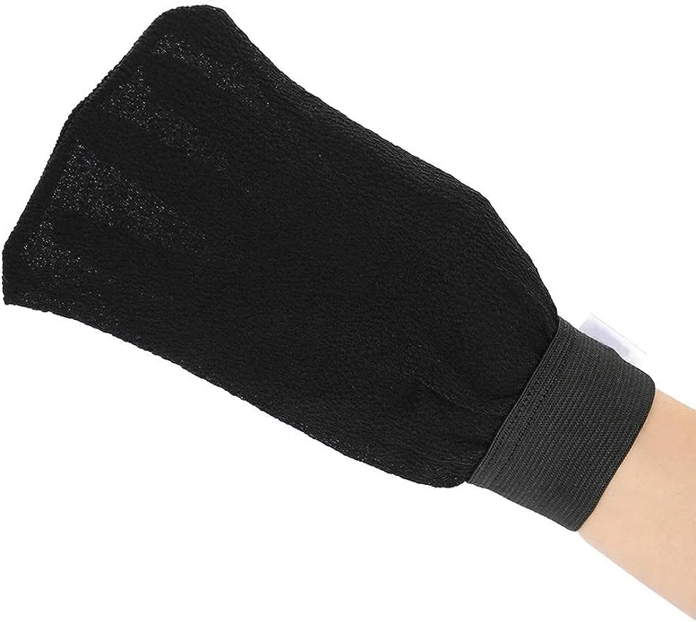 دستکش لایه بردار حمام مراکشی گلوبال استار مشکی مدل BM-897، دستکش لوفا، دستکش لایه بردار