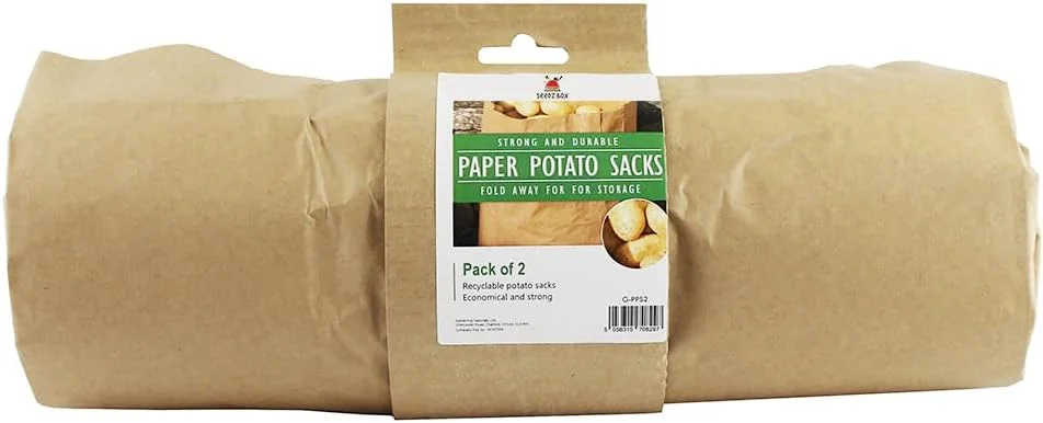 کیسه های کاغذی سیب زمینی Seedzbox برای نگهداری - بسته 2 عددی - حفظ سیب زمینی، پیاز و سبزیجات - کاغذ سنگین - ظرفیت 25 کیلوگرم - جلوگیری از تعریق سبزیجات - جلوگیری از پوسیدگی - قابل بازیافت