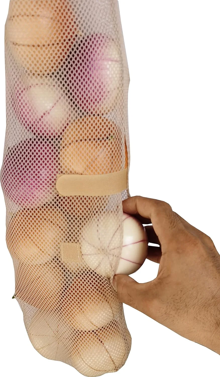 کیسه های توری آویز شویو برای نگهداری سیب زمینی، پیاز و سیر، کیسه های توری بلند و بزرگ برای محصولات، کیسه میوه و سبزیجات، فلفل سبز یا کیسه زباله