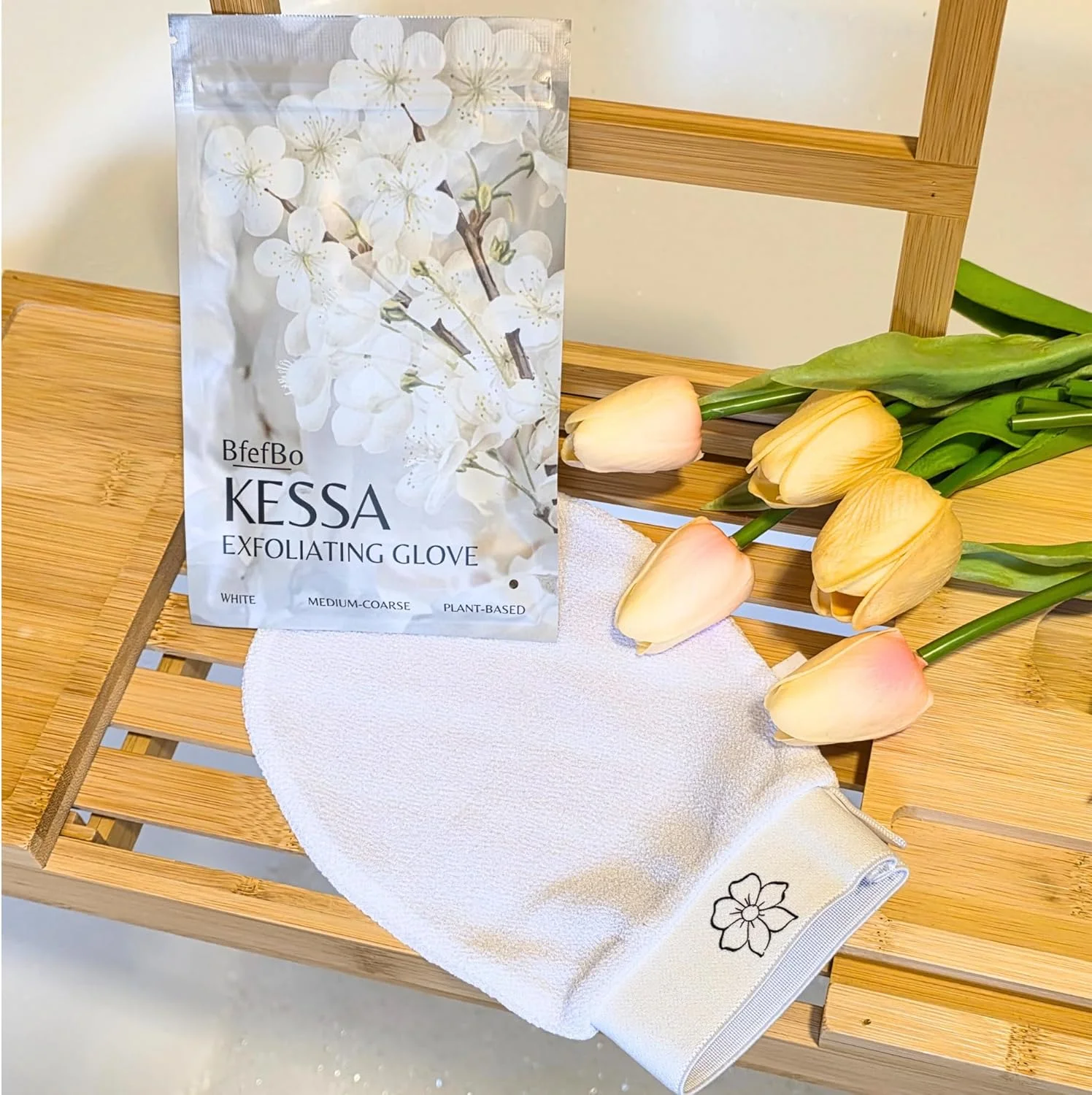 دستکش لایه بردار BfefBo، بسته 2 عددی، دستکش لایه بردار، لیف حمام طبیعی، اسکراب لایه بردار بدن، از بین بردن برنزه کننده، گیاهی، محصولات سازگار با محیط زیست، بدون پلاستیک