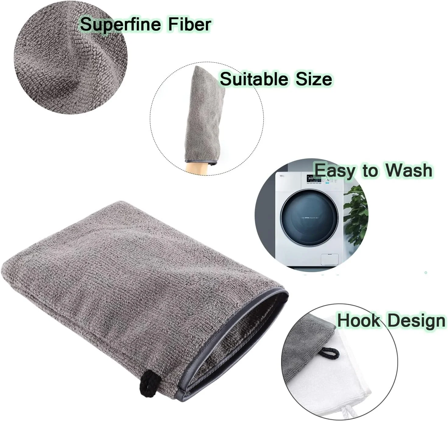 دستکش های شستشوی بدن میکروفایبر BIGTHREE، بسته 6 عددی دستمال صورت، دستکش پاک کننده صورت، دستکش های حوله ای پاک کننده آرایش برای حمام و اسپا (سفید، مشکی، خاکستری) دستکش های شستشوی بدن میکروفایبر BIGTHREE، بسته 6 عددی دستمال صورت، دستکش پاک کننده صورت، دستکش های حوله ای پاک کننده آرایش برای حمام و اسپا (سفید، مشکی، خاکستری)