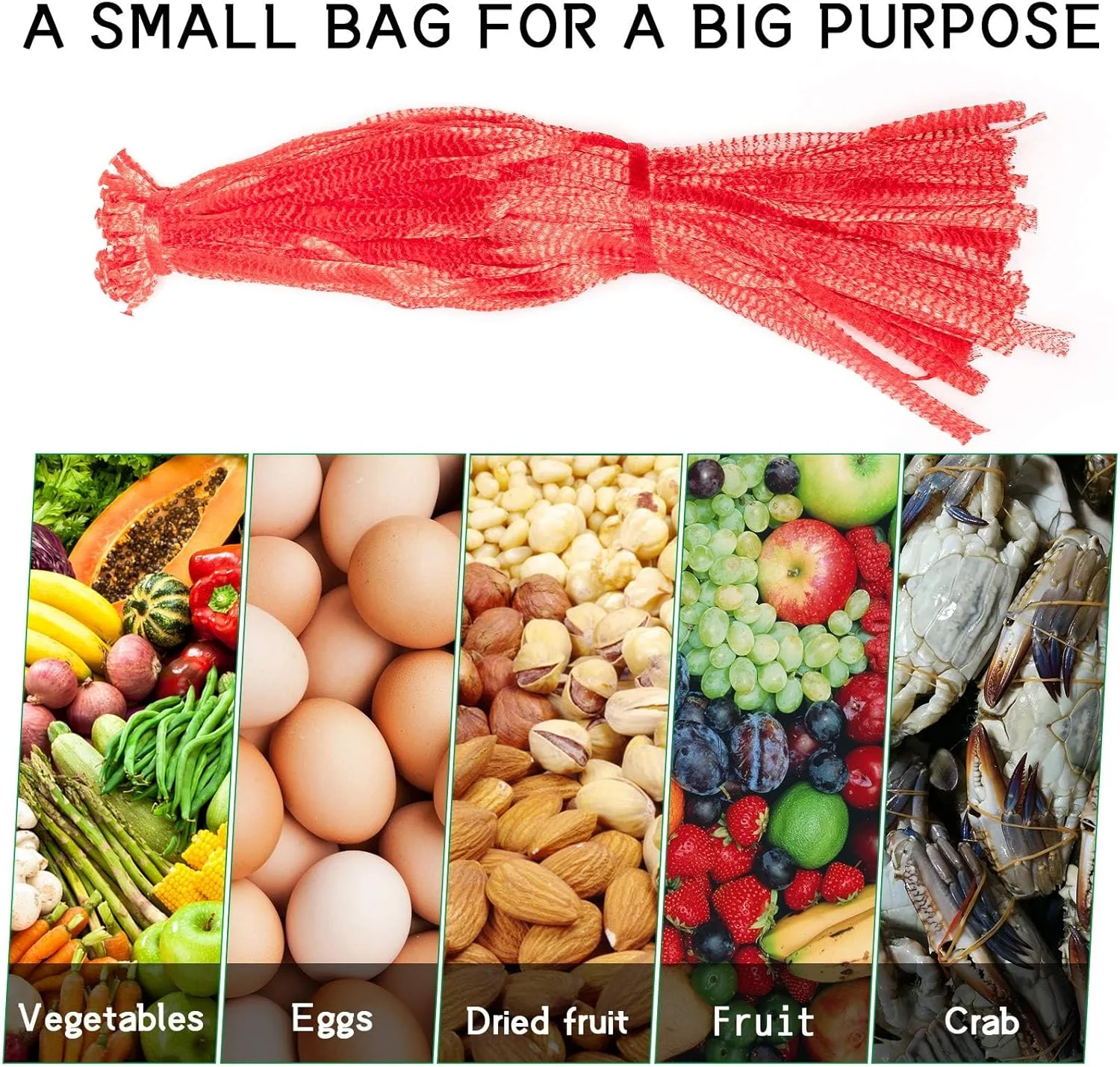100Pcs Reusable Produce Bags, Shellvcase Onion Fruits Mesh Produce Bags and Seafood Boil Bags, 40cm Net Storage Bags for Grocery Shopping Storage of Fruit Vegetable Seafood Toy & Garden Produce(Red)