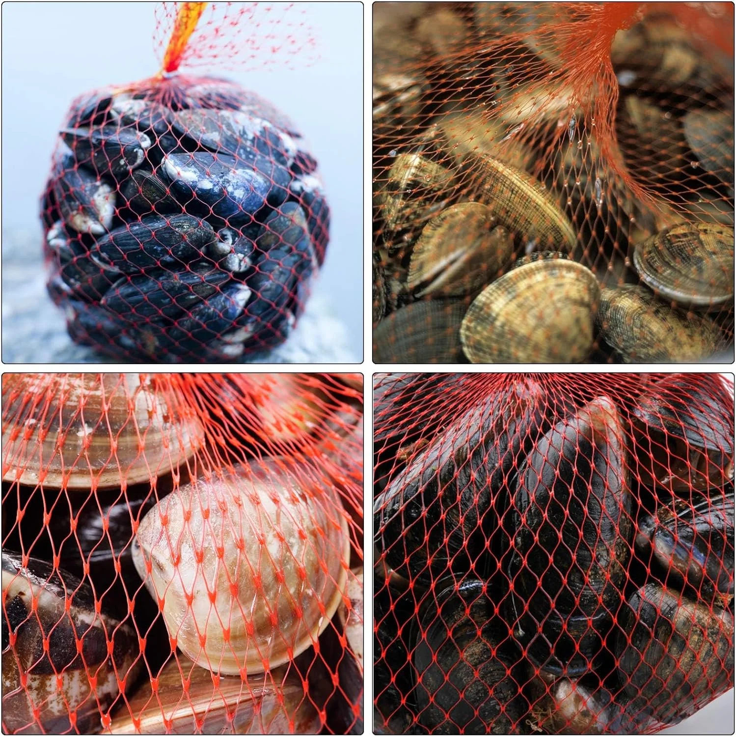 100Pcs Reusable Produce Bags, Shellvcase Onion Fruits Mesh Produce Bags and Seafood Boil Bags, 40cm Net Storage Bags for Grocery Shopping Storage of Fruit Vegetable Seafood Toy & Garden Produce(Red)