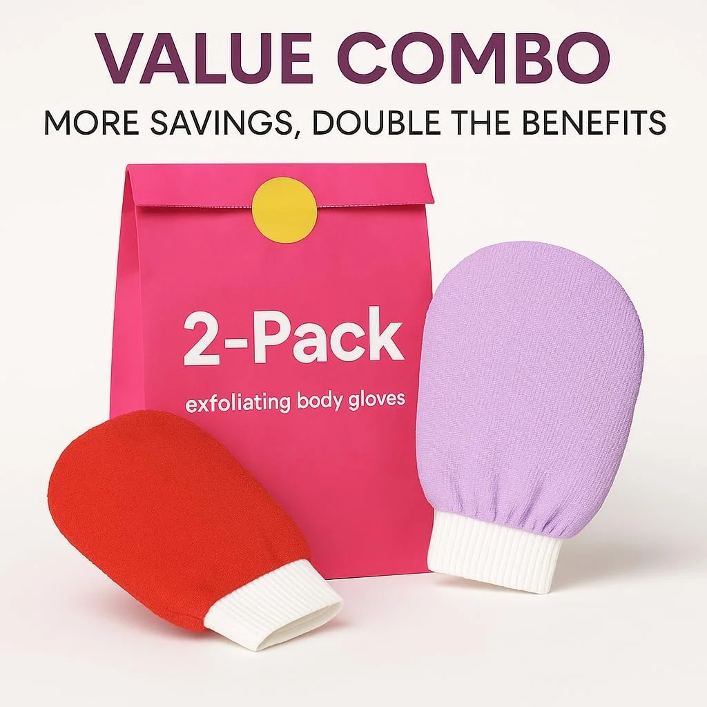 ست دستکش لایه بردار کره ای ممتاز 2 عددی - دستکش حمام ویسکوز (1×150، 1×250 زبری) برای اسکراب بدن، حذف پوست مرده، به سبک Kessa، جایگزین لیف - بسته بندی هدیه روشن ست دستکش لایه بردار کره ای ممتاز 2 عددی - دستکش حمام ویسکوز (1×150، 1×250 زبری) برای اسکراب بدن، حذف پوست مرده، به سبک Kessa، جایگزین لیف - بسته بندی هدیه روشن