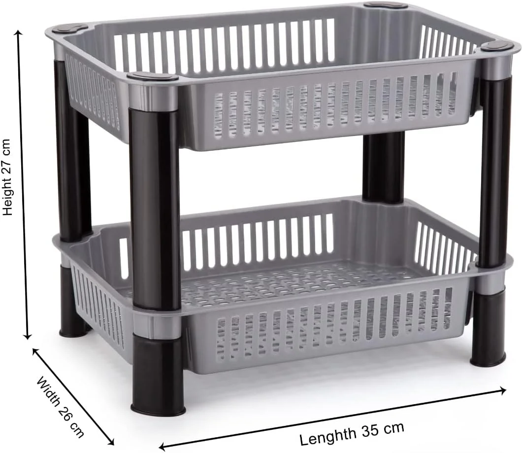 ترالی پلاستیکی سبزیجات PULSBERY برای سازماندهی و نگهداری سبزیجات در آشپزخانه، استند سبزیجات برای سبد آشپزخانه، قفسه های نگهداری برای اداره، اتاق خواب، آشپزخانه، حمام، اتاق نشیمن، میوه ها، پیاز و سیب زمینی