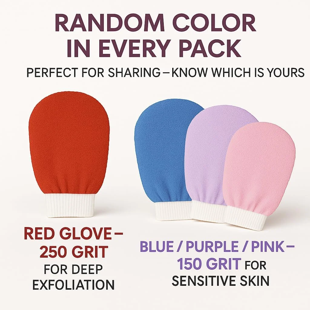 ست دستکش لایه بردار کره ای ممتاز 2 عددی - دستکش حمام ویسکوز (1×150، 1×250 زبری) برای اسکراب بدن، حذف پوست مرده، به سبک Kessa، جایگزین لیف - بسته بندی هدیه روشن ست دستکش لایه بردار کره ای ممتاز 2 عددی - دستکش حمام ویسکوز (1×150، 1×250 زبری) برای اسکراب بدن، حذف پوست مرده، به سبک Kessa، جایگزین لیف - بسته بندی هدیه روشن