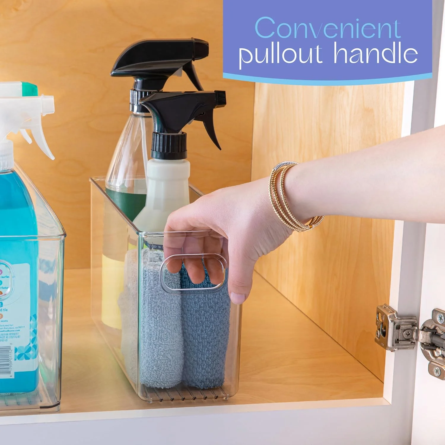 پریم باکس، بسته 2 عددی ظروف نگهداری مواد غذایی پلاستیکی شفاف با دستگیره برای سازماندهی آشپزخانه، انبار، یخچال، فریزر، کابینت، کمد، حمام. 25x10x15 سانتی متر