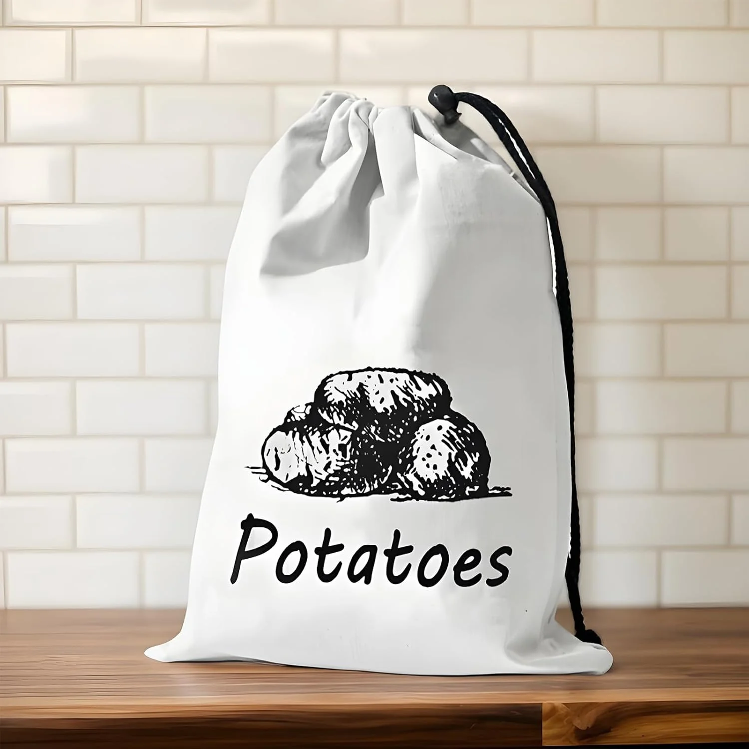 Potato Storage Bag | Washable Canvas Onion Potato Storage Bag - Large Reusable Food Container Sack with Side Zipper Washable Kitchen Organizer for Pantry Grocery Home Fruits