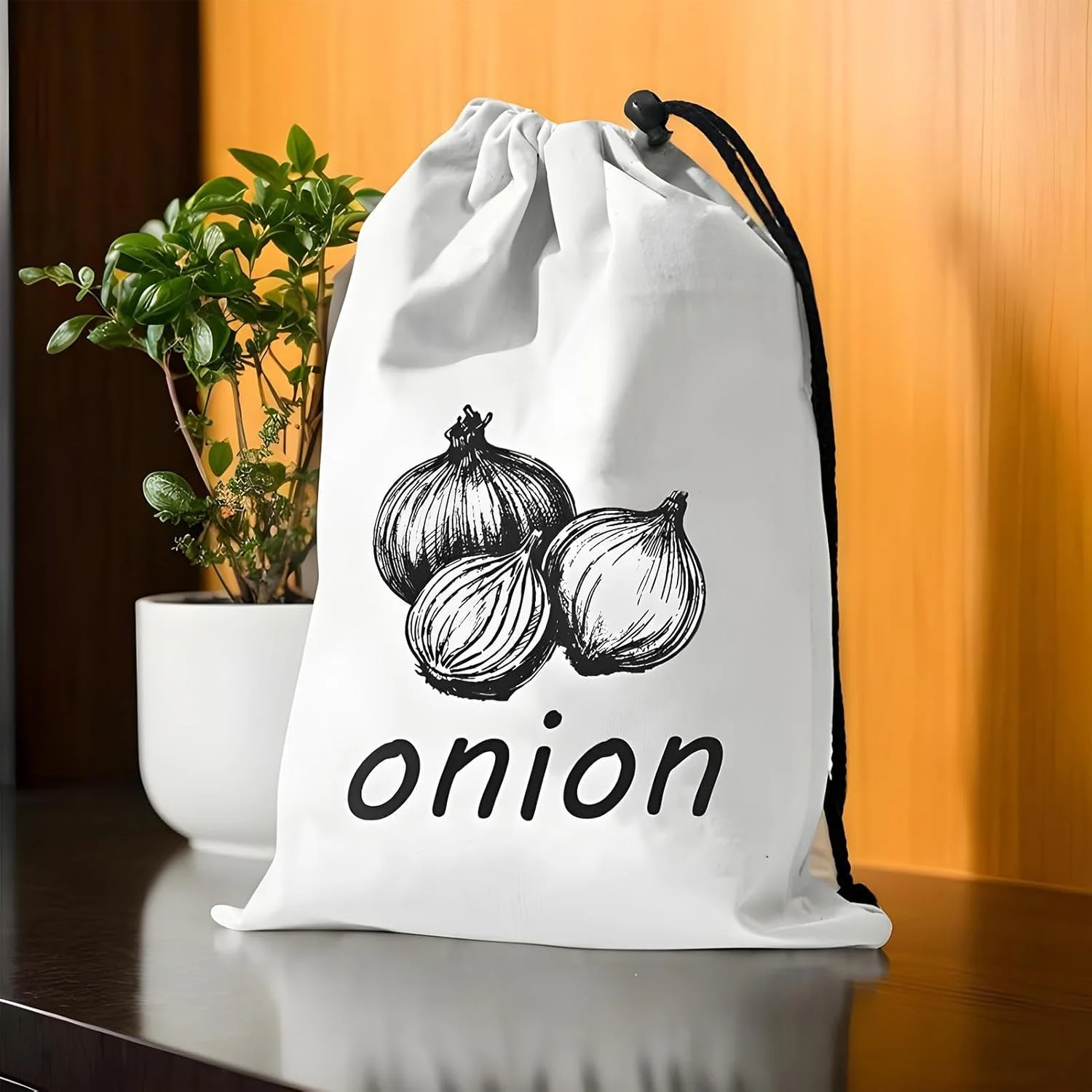 Potato Keeper, Canvas Onion and Potatoes Storage Bag, Large Reusable Food Container Sack with Side Zipper Washable Kitchen Organizer for Pantry Grocery Home Fruits