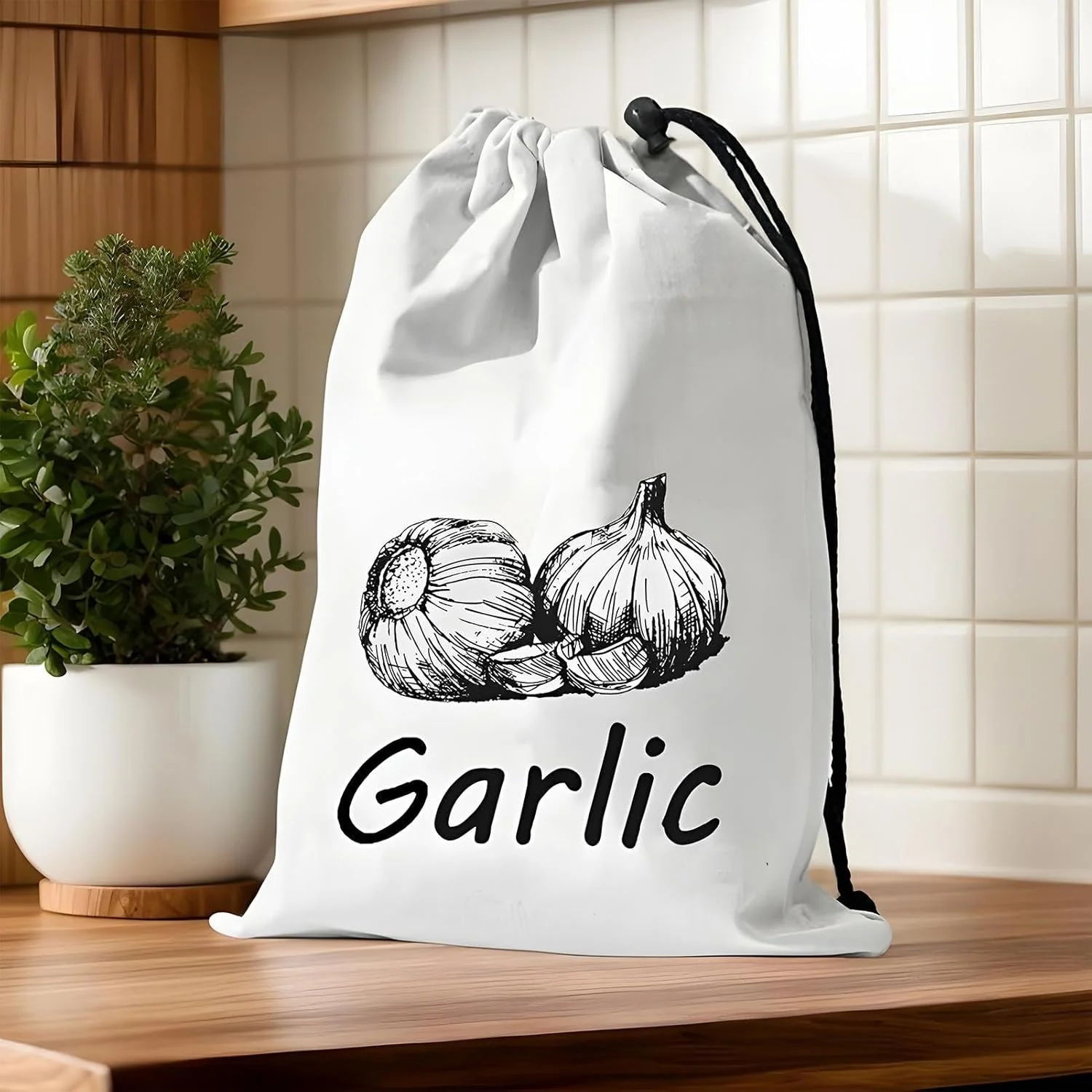 Onion Bag,Canvas Onion and Potatoes Storage Bag | Washable Reusable Sack with Side Zipper Food Container Kitchen Organizer Vegetable Bins for Refrigerator Home Camping