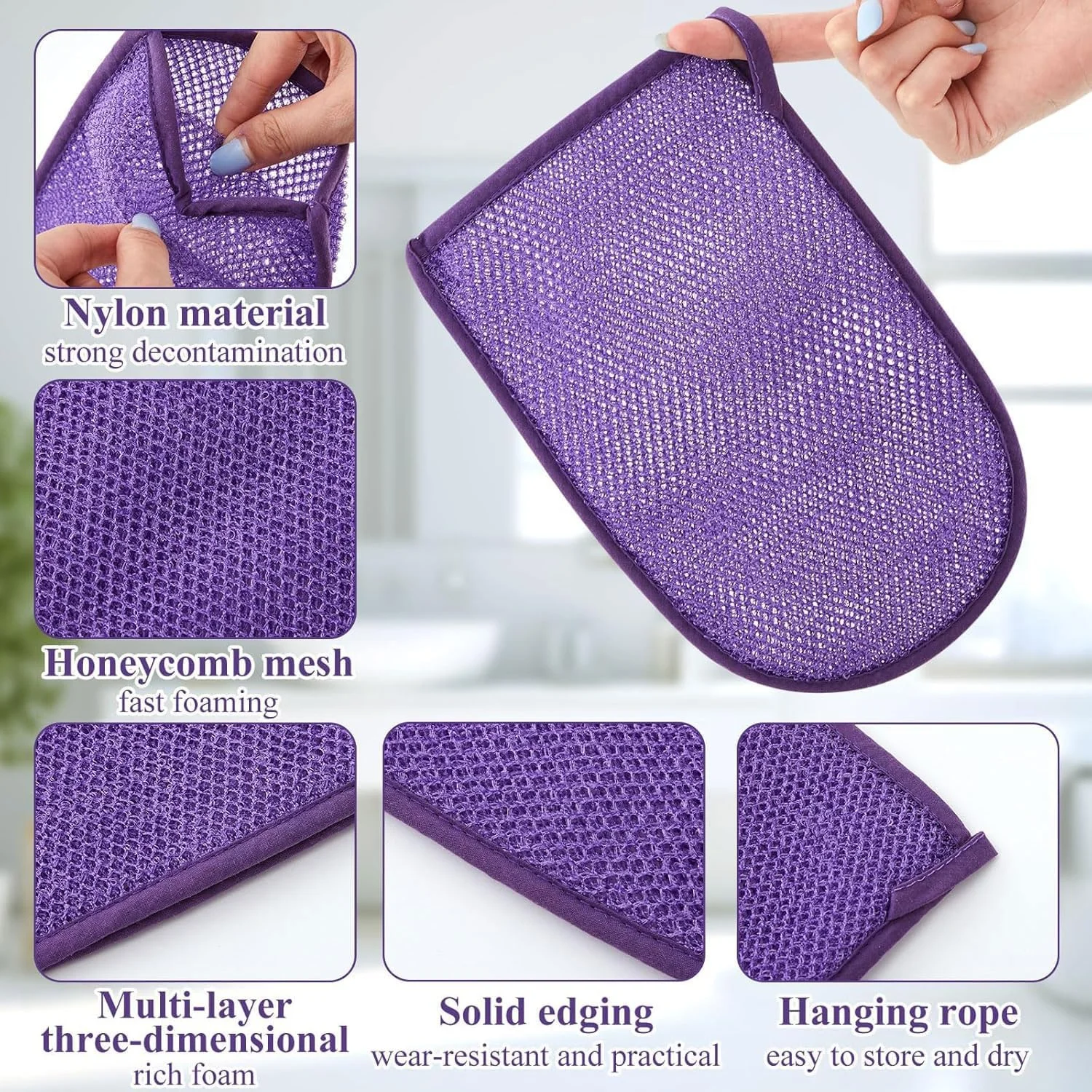 دستکش اسفنجی توری آفریقایی XIANZANDER، 3 عددی، دستکش لایه بردار، از بین برنده پوست مرده خشک، اسکرابر لایه بردار بدن برای ماساژ و از بین برنده پوست مرده بدن (صورتی، زرد، بنفش) دستکش اسفنجی توری آفریقایی XIANZANDER، 3 عددی، دستکش لایه بردار، از بین برنده پوست مرده خشک، اسکرابر لایه بردار بدن برای ماساژ و از بین برنده پوست مرده بدن (صورتی، زرد، بنفش)