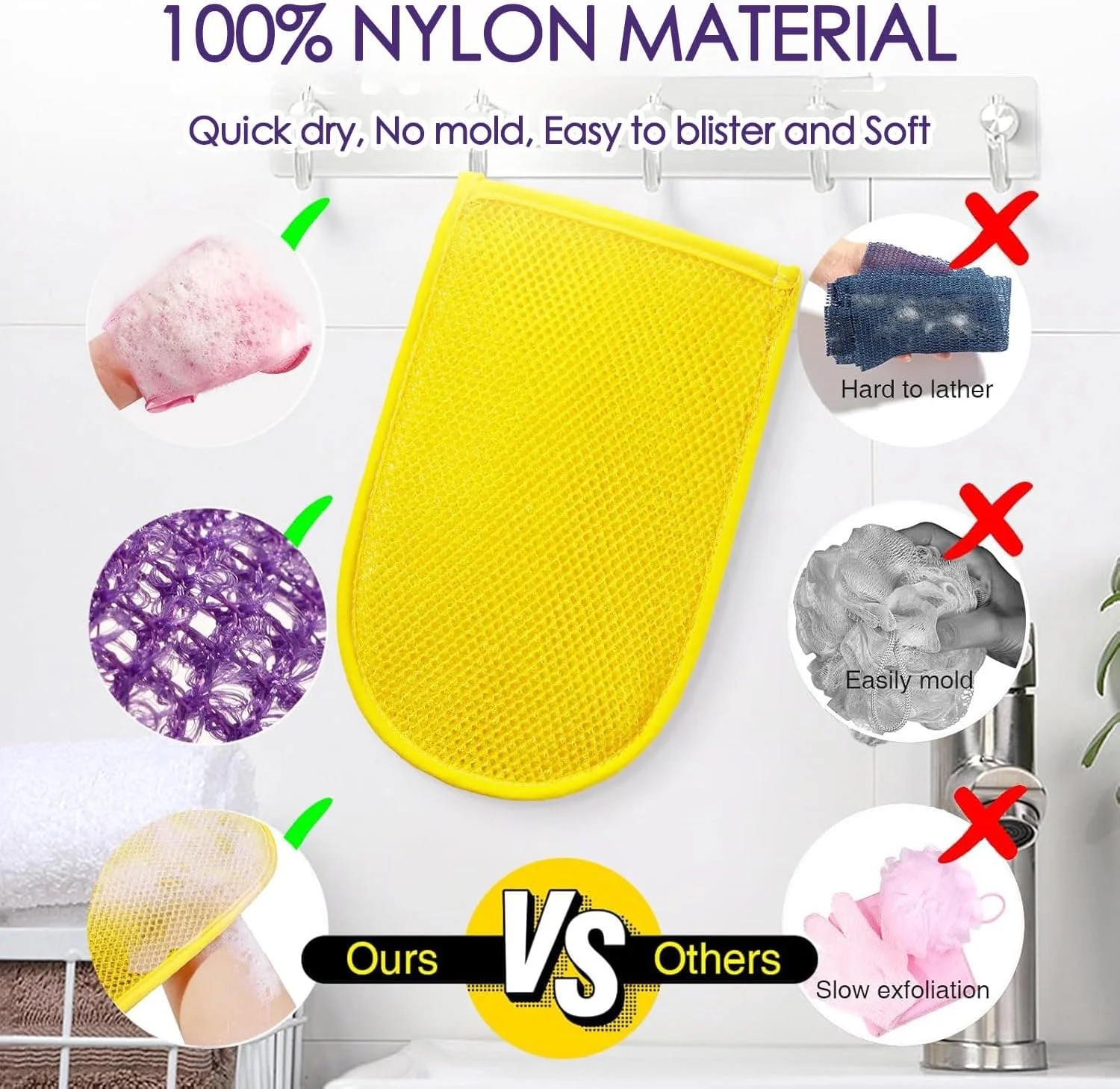 دستکش اسفنجی توری آفریقایی XIANZANDER، 3 عددی، دستکش لایه بردار، از بین برنده پوست مرده خشک، اسکرابر لایه بردار بدن برای ماساژ و از بین برنده پوست مرده بدن (صورتی، زرد، بنفش) دستکش اسفنجی توری آفریقایی XIANZANDER، 3 عددی، دستکش لایه بردار، از بین برنده پوست مرده خشک، اسکرابر لایه بردار بدن برای ماساژ و از بین برنده پوست مرده بدن (صورتی، زرد، بنفش)