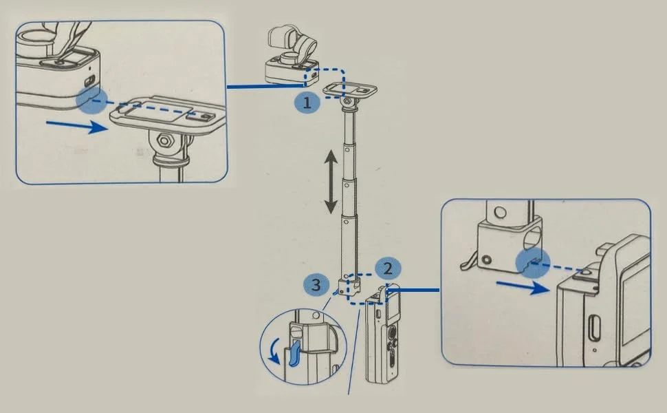 میله افزایش طول قابل تنظیم FeiyuTech برای دوربین تثبیت شده Feiyu Pocket 3