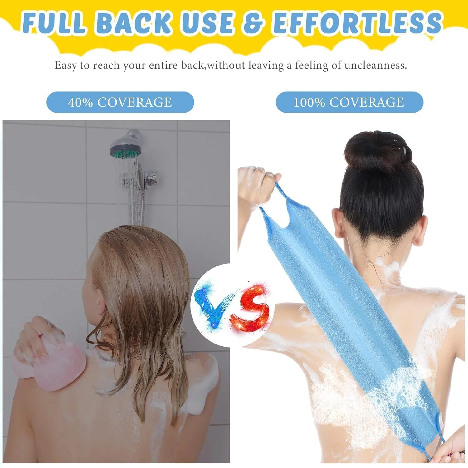 tewiaii [نسخه ارتقا یافته] ست 6 عددی دستکش لایه بردار حمام و اسکرابر پشت، 2 عدد اسکرابر بدن نایلونی، 4 عدد دستکش اسکراب برای زنان مردان کودکان با بند کششی (آبی + صورتی)