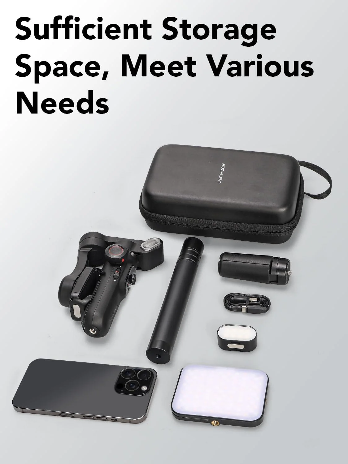 کیف سخت قابل حمل AOCHUAN B30 برای دوربین، لنز و گیمبال 3 محوره، کیف محافظ EVA با بند دستی، درج فوم، جیب توری زیپ دار، برای لوازم جانبی عکاسی