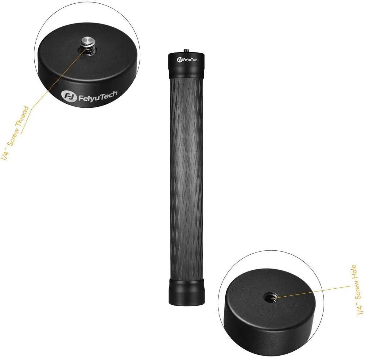 میله افزایش طول فیبر کربنی سبک FeiyuTech به طول 11 اینچ با پیچ 1/4 اینچی برای گیمبال استابلایزر a2000/a1000/AK2000/G6 Plus و دوربین های DSLR