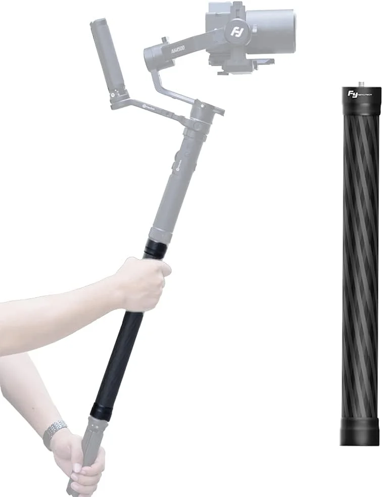 میله удлинительный فیبر کربنی FeiyuTech به طول 11 اینچ، سبک وزن با سوراخ/پیچ 1/4 اینچی برای گیمبال تثبیت کننده دستی تلفن هوشمند/دوربین، دوربین اکشن و سه پایه.